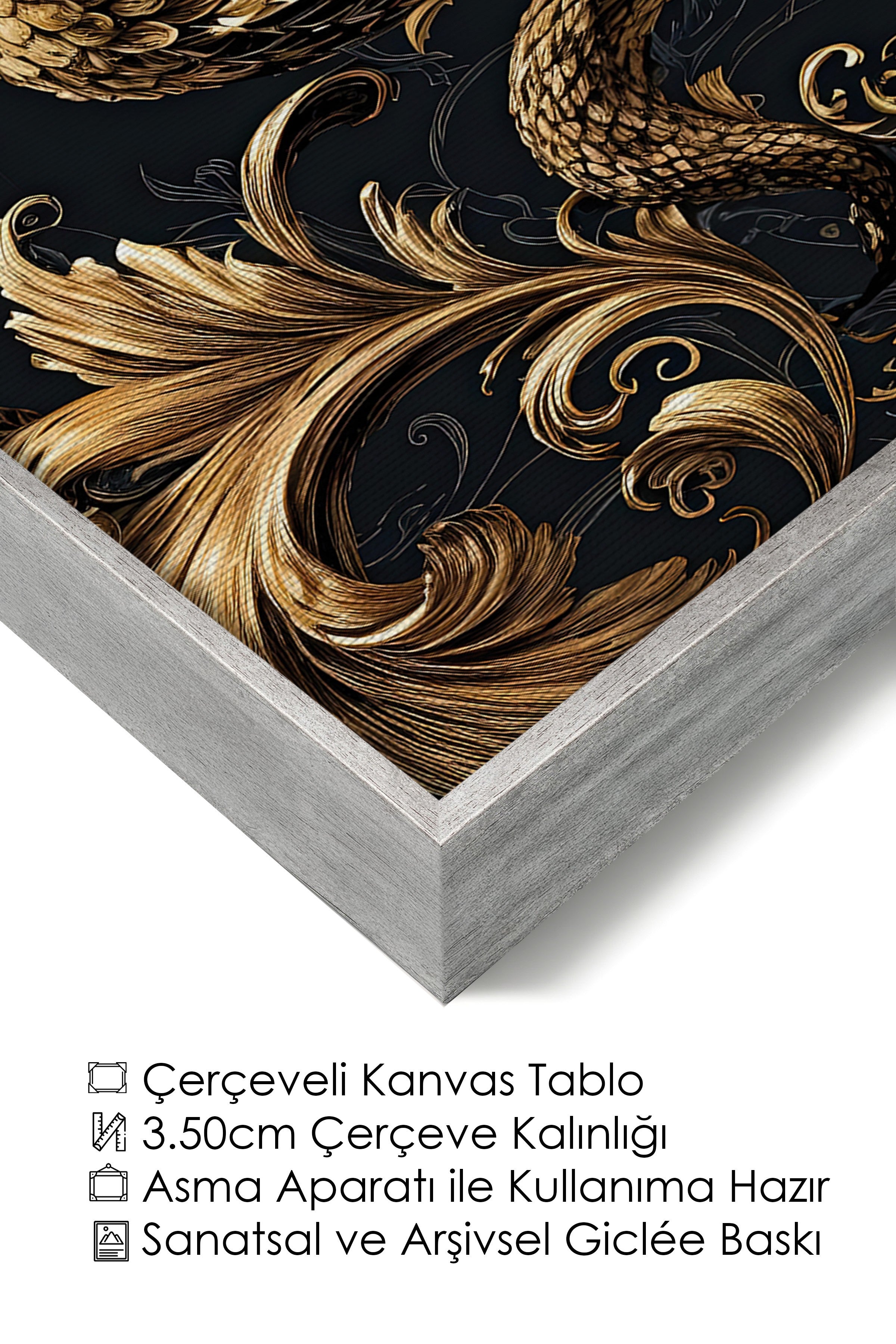 Duvar Tablosu, Lüks Gümüş Çerçeveli Kanvas Tablo, Ritüel Serisi, Yılan Tablo, NO:115249