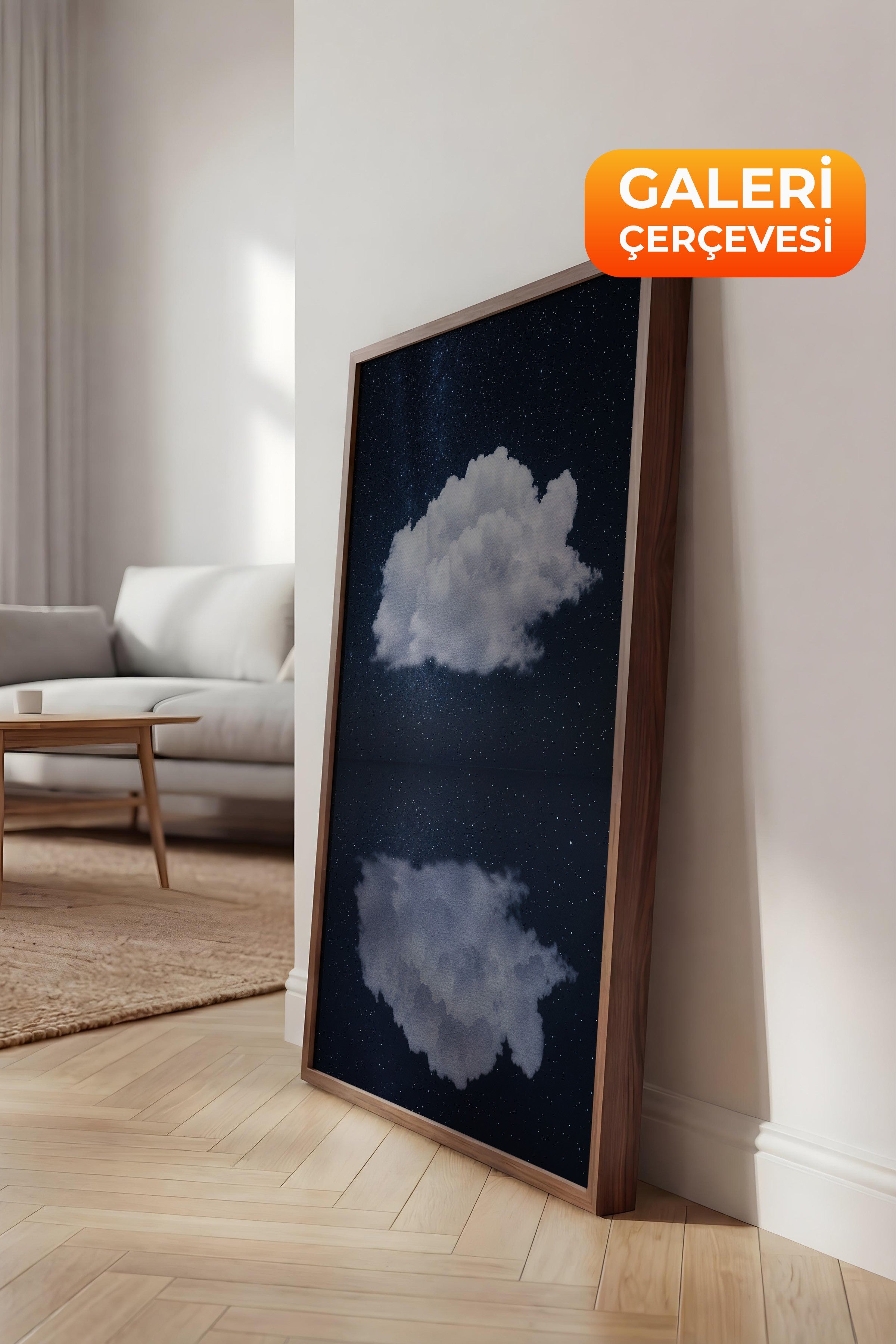 Duvar Tablosu, Lüks Kahverengi Çerçeveli Kanvas Tablo, Ritüel Serisi, Bulut Tablo, NO:115203