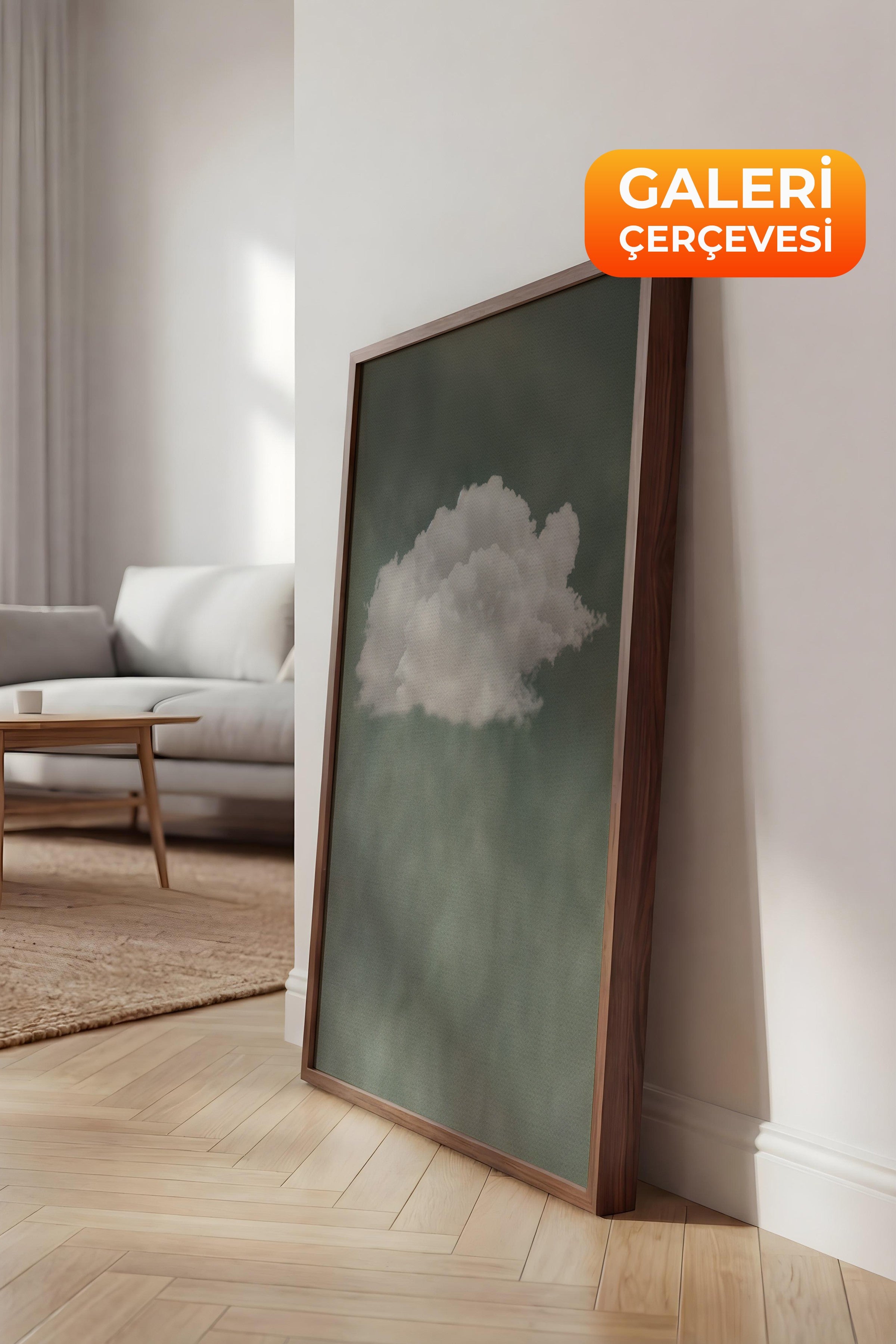 Duvar Tablosu, Lüks Kahverengi Çerçeveli Kanvas Tablo, Ritüel Serisi, Bulut Tablo, NO:115205