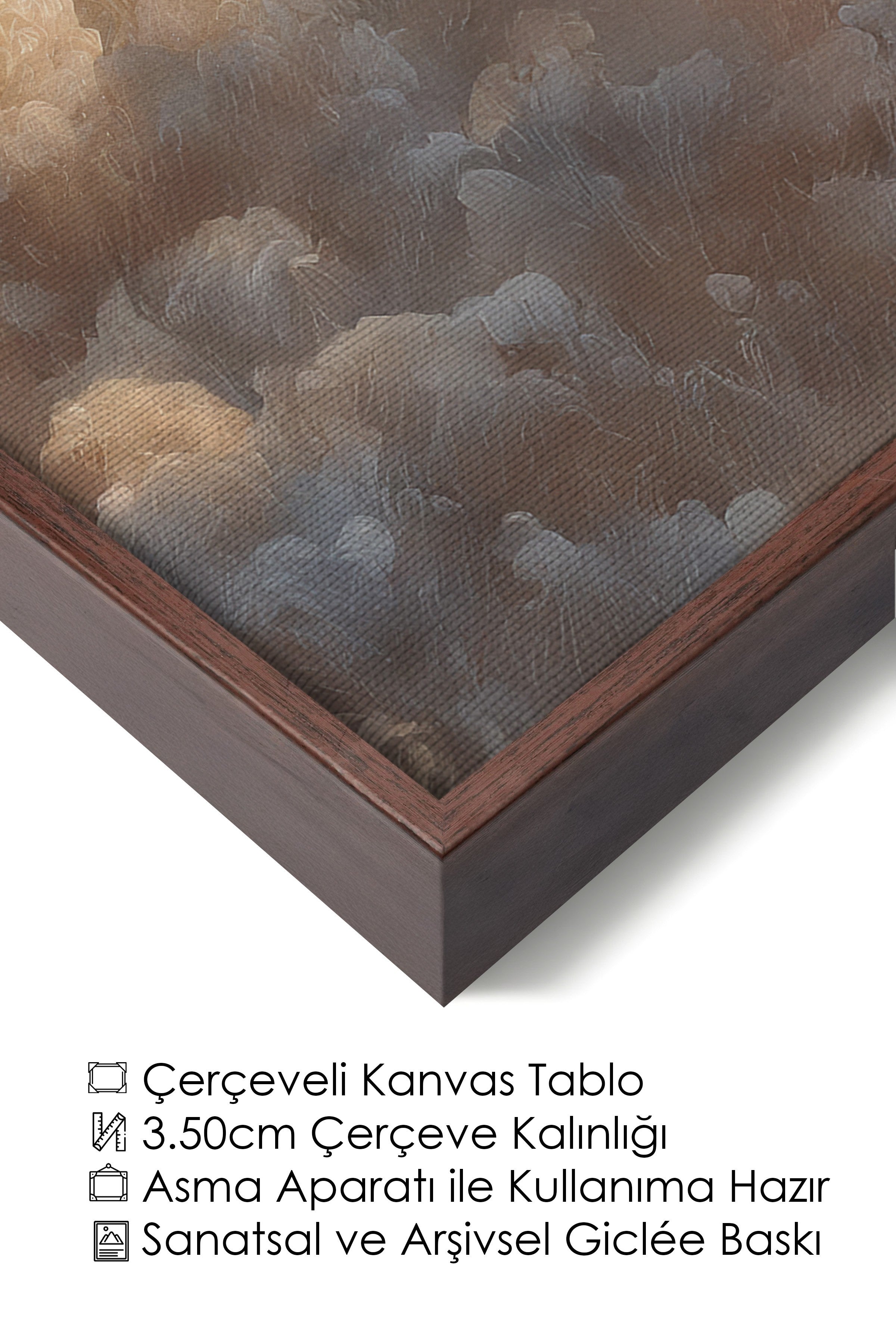 Duvar Tablosu, Lüks Kahverengi Çerçeveli Kanvas Tablo, Ritüel Serisi, Bulut Tablo, NO:115242