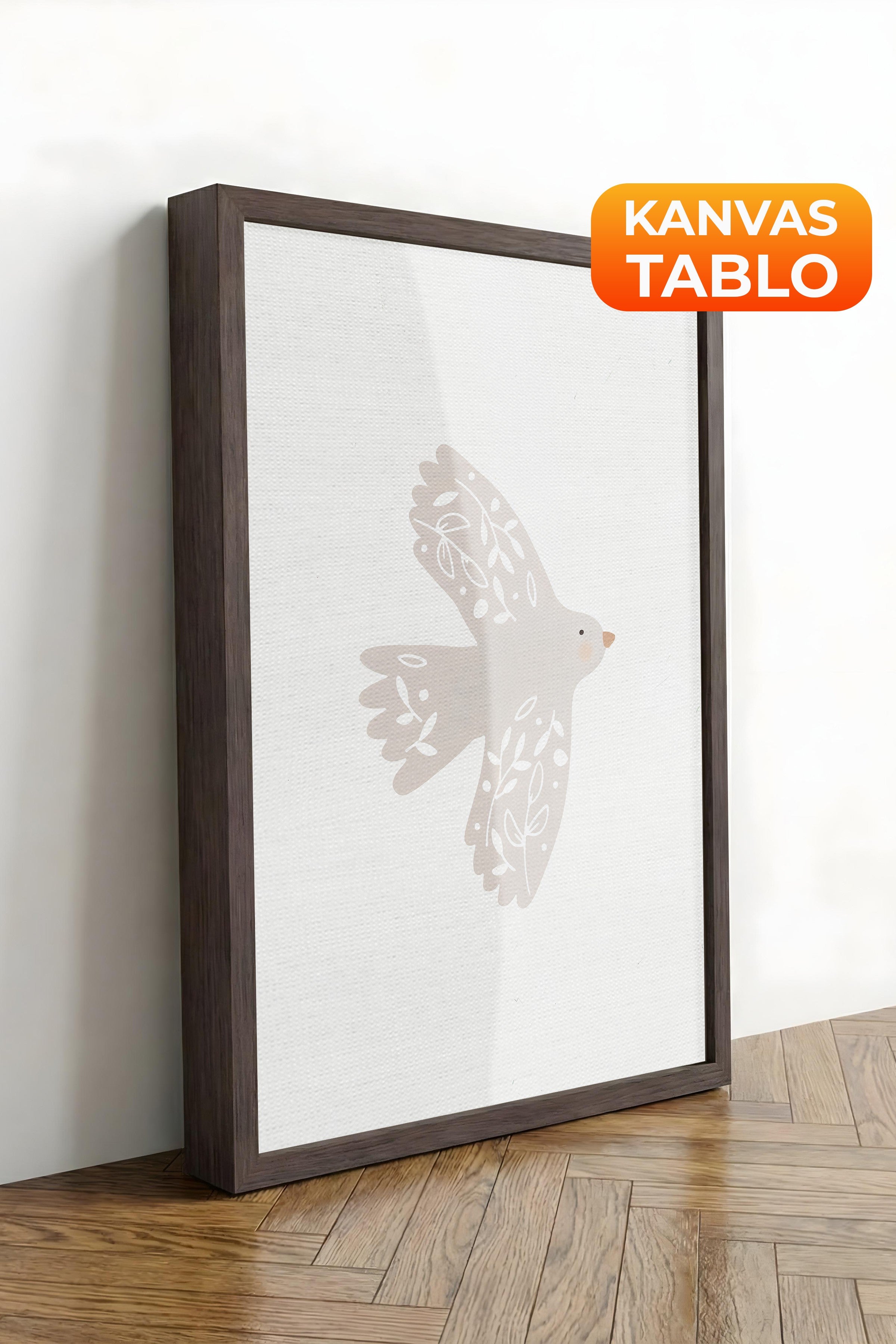 Duvar Tablosu, Lüks Kahverengi Çerçeveli Kanvas Tablo, Ritüel Serisi, Kuş Tablo, NO:115186