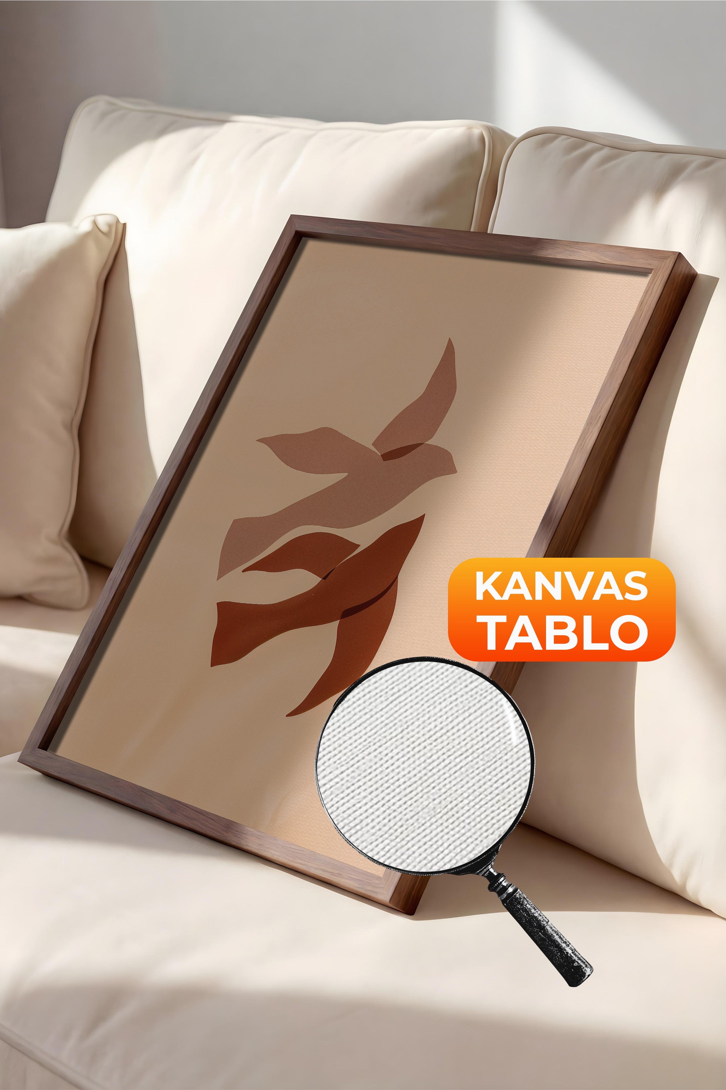 Duvar Tablosu, Lüks Kahverengi Çerçeveli Kanvas Tablo, Ritüel Serisi, Kuş Tablo, NO:115188