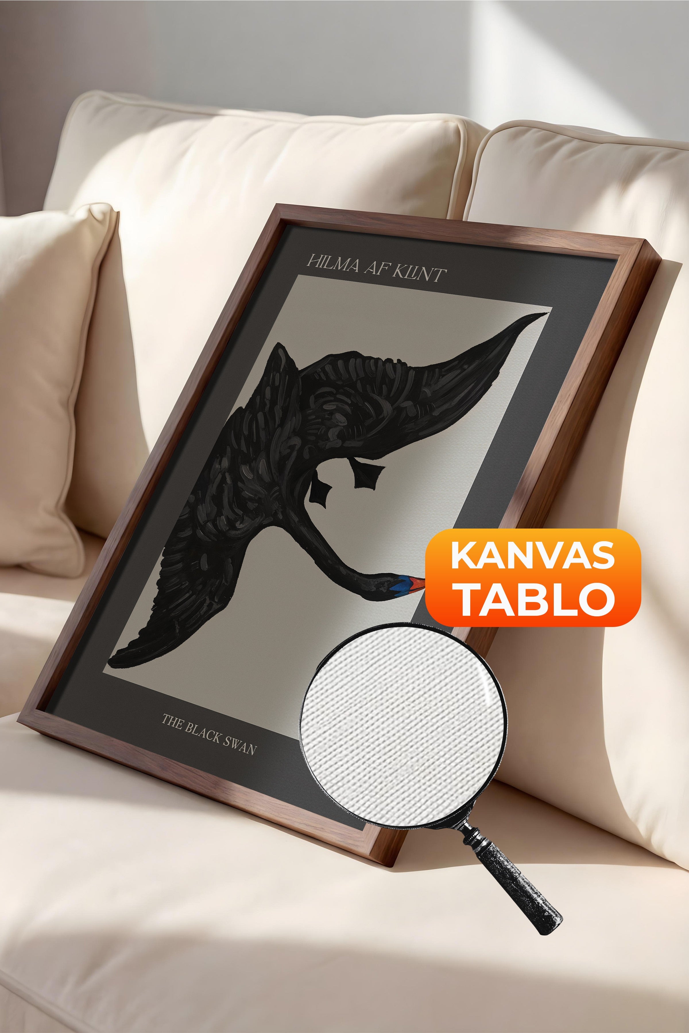 Duvar Tablosu, Lüks Kahverengi Çerçeveli Kanvas Tablo, Ritüel Serisi, Kuş Tablo, NO:115208