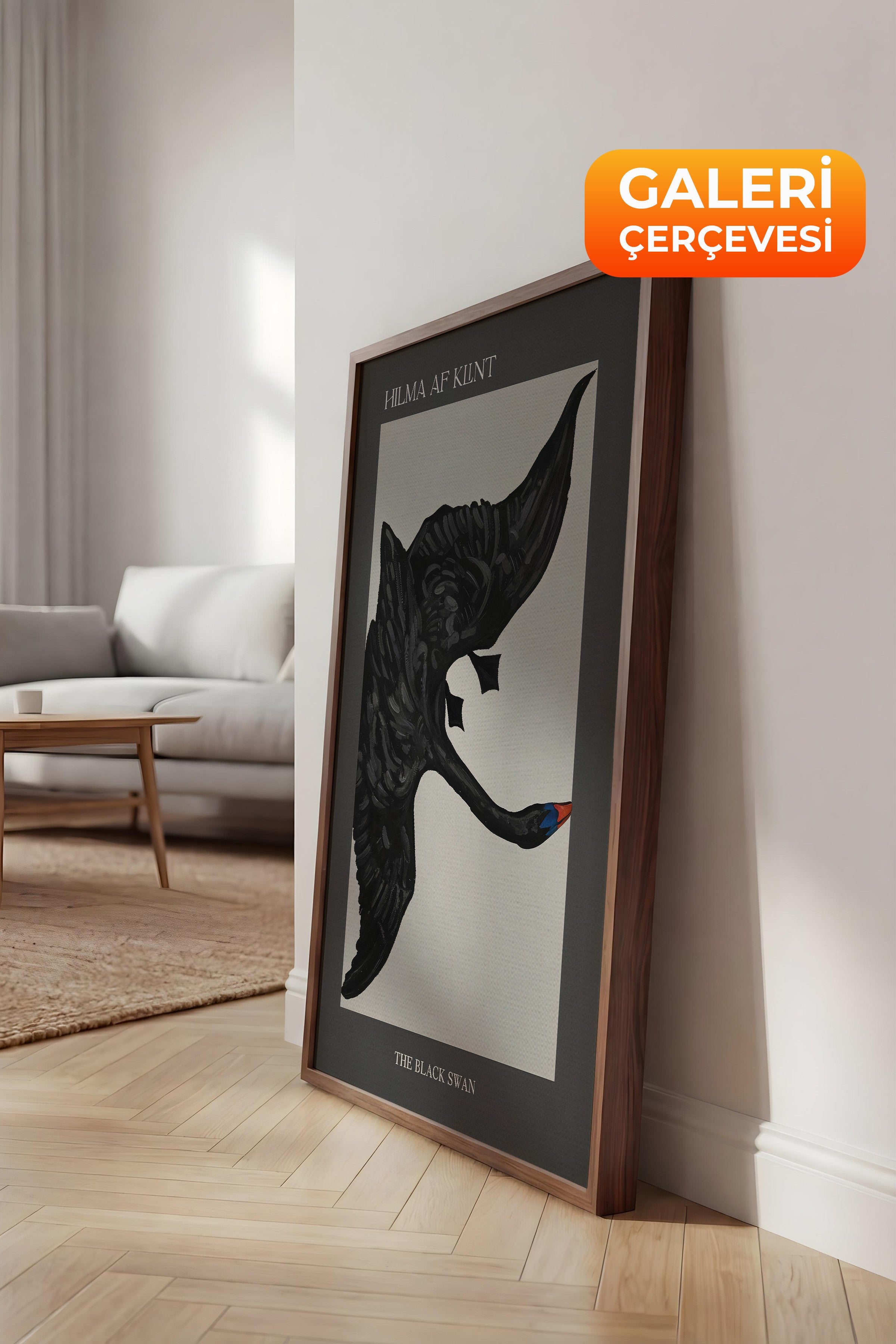 Duvar Tablosu, Lüks Kahverengi Çerçeveli Kanvas Tablo, Ritüel Serisi, Kuş Tablo, NO:115208