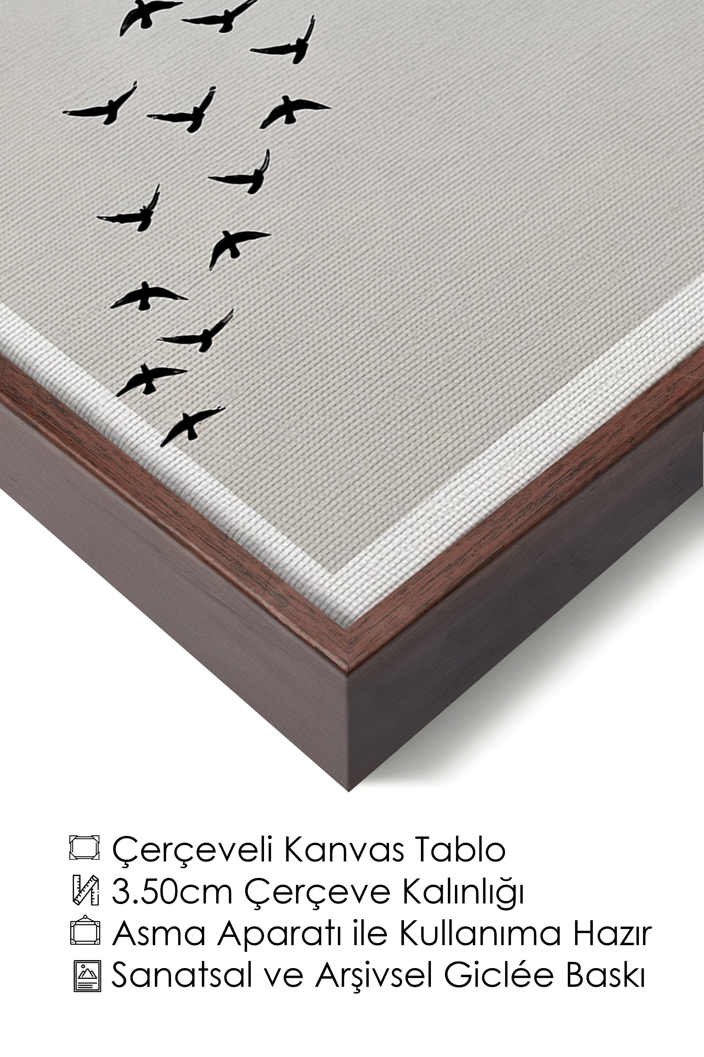 Duvar Tablosu, Lüks Kahverengi Çerçeveli Kanvas Tablo, Ritüel Serisi, Kuş Tablo, NO:115210