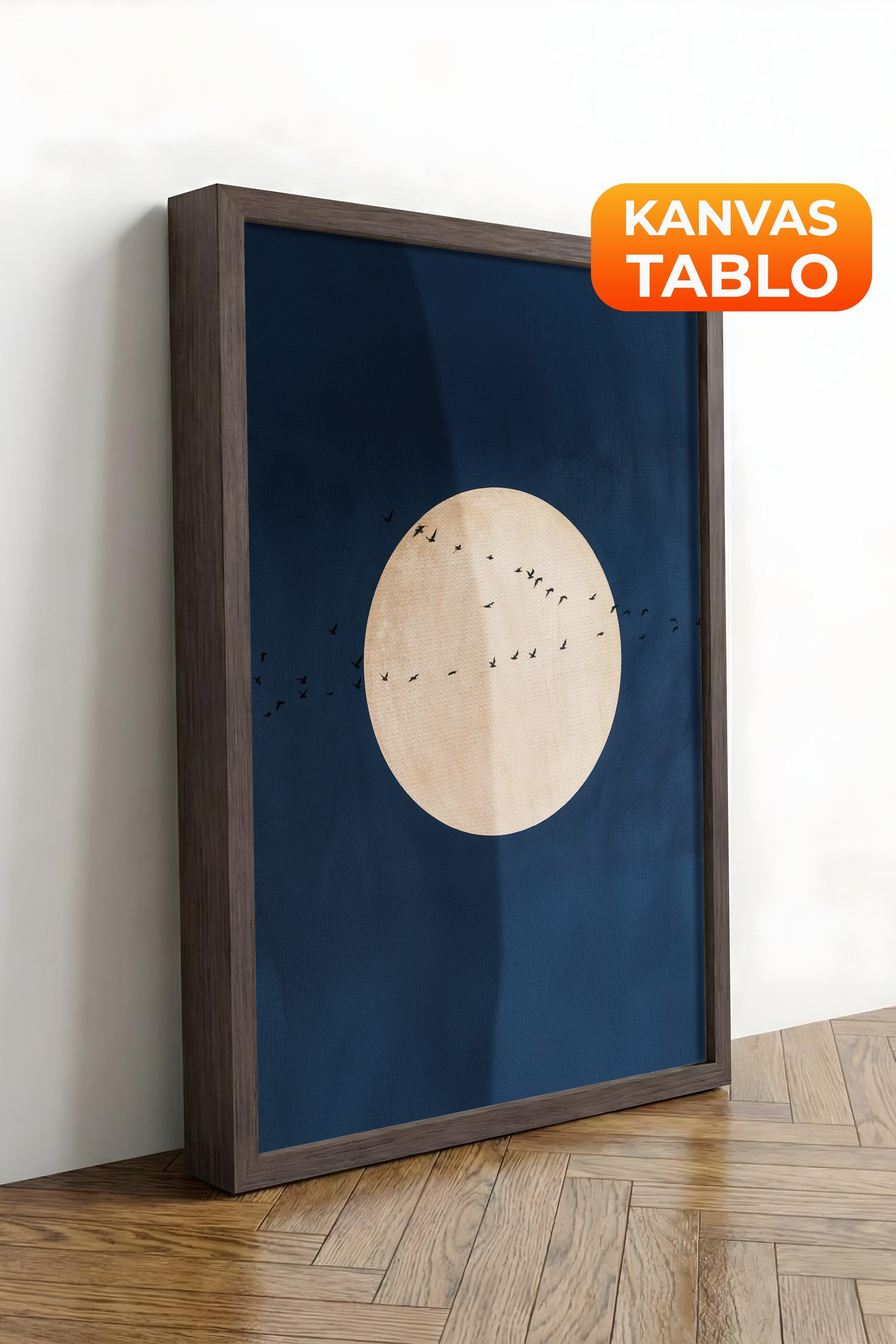 Duvar Tablosu, Lüks Kahverengi Çerçeveli Kanvas Tablo, Ritüel Serisi, Kuş Tablo, NO:115212