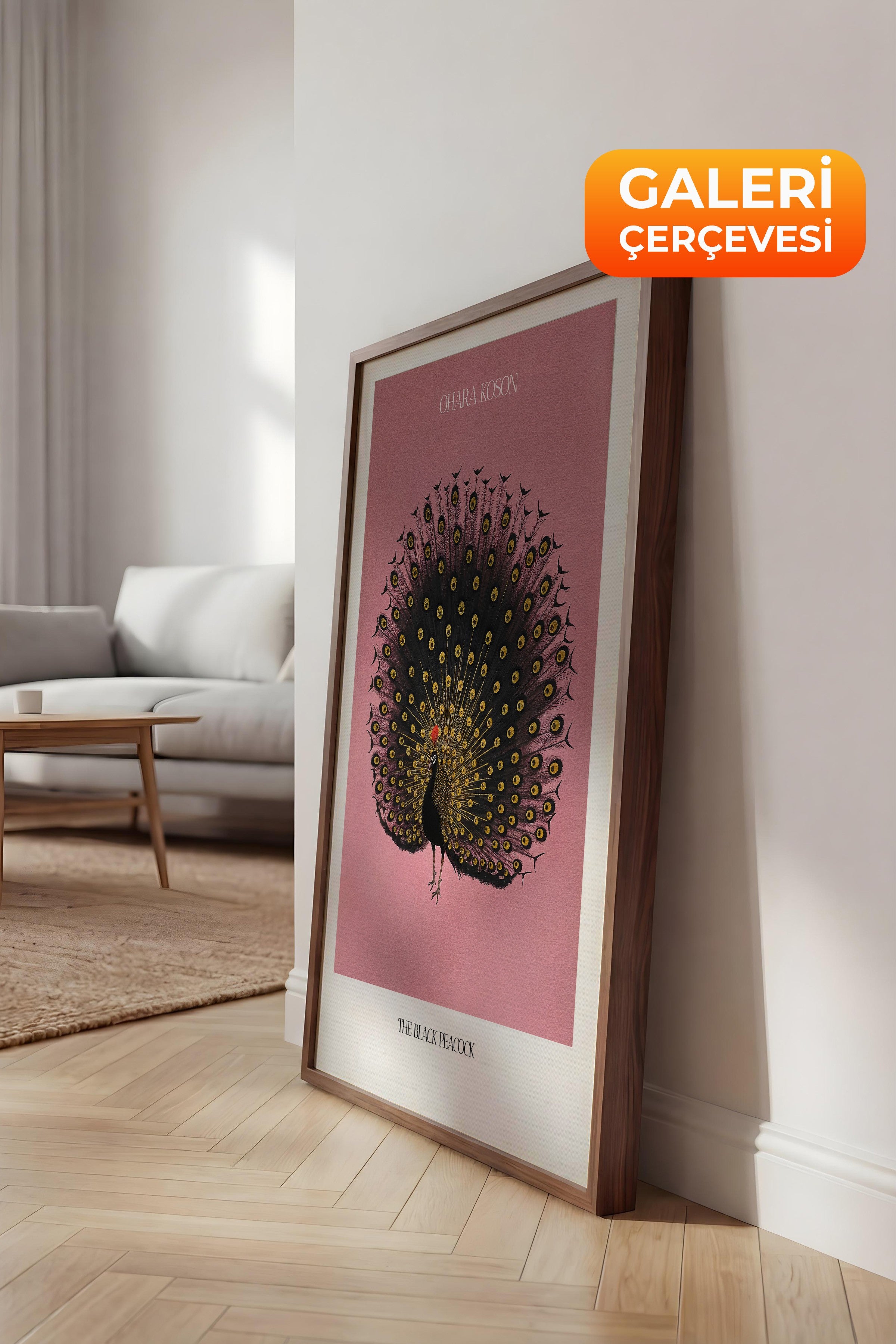 Duvar Tablosu, Lüks Kahverengi Çerçeveli Kanvas Tablo, Ritüel Serisi, Kuş Tablo, NO:115214