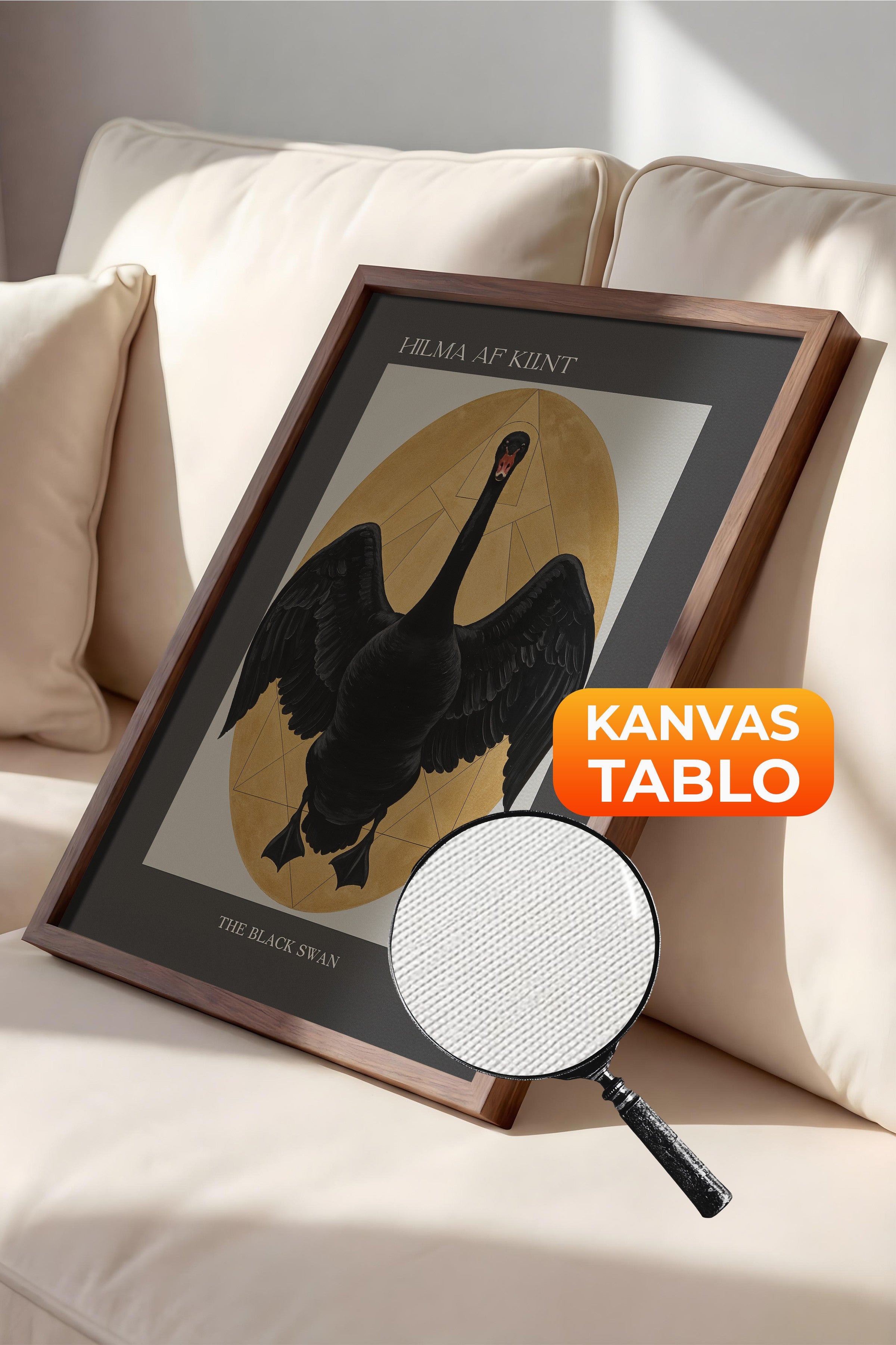 Duvar Tablosu, Lüks Kahverengi Çerçeveli Kanvas Tablo, Ritüel Serisi, Kuş Tablo, NO:115216