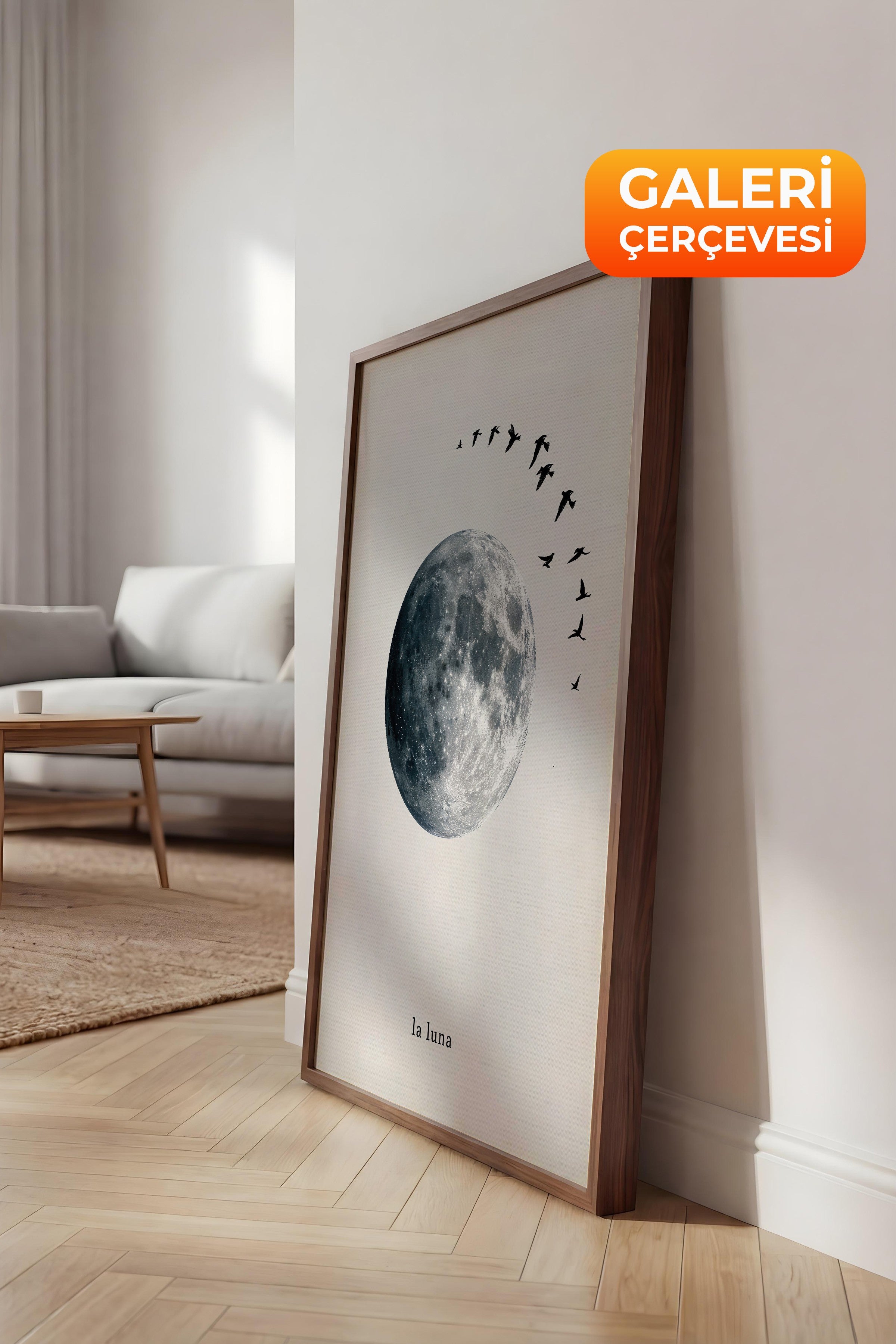 Duvar Tablosu, Lüks Kahverengi Çerçeveli Kanvas Tablo, Ritüel Serisi, Kuş Tablo, NO:115227