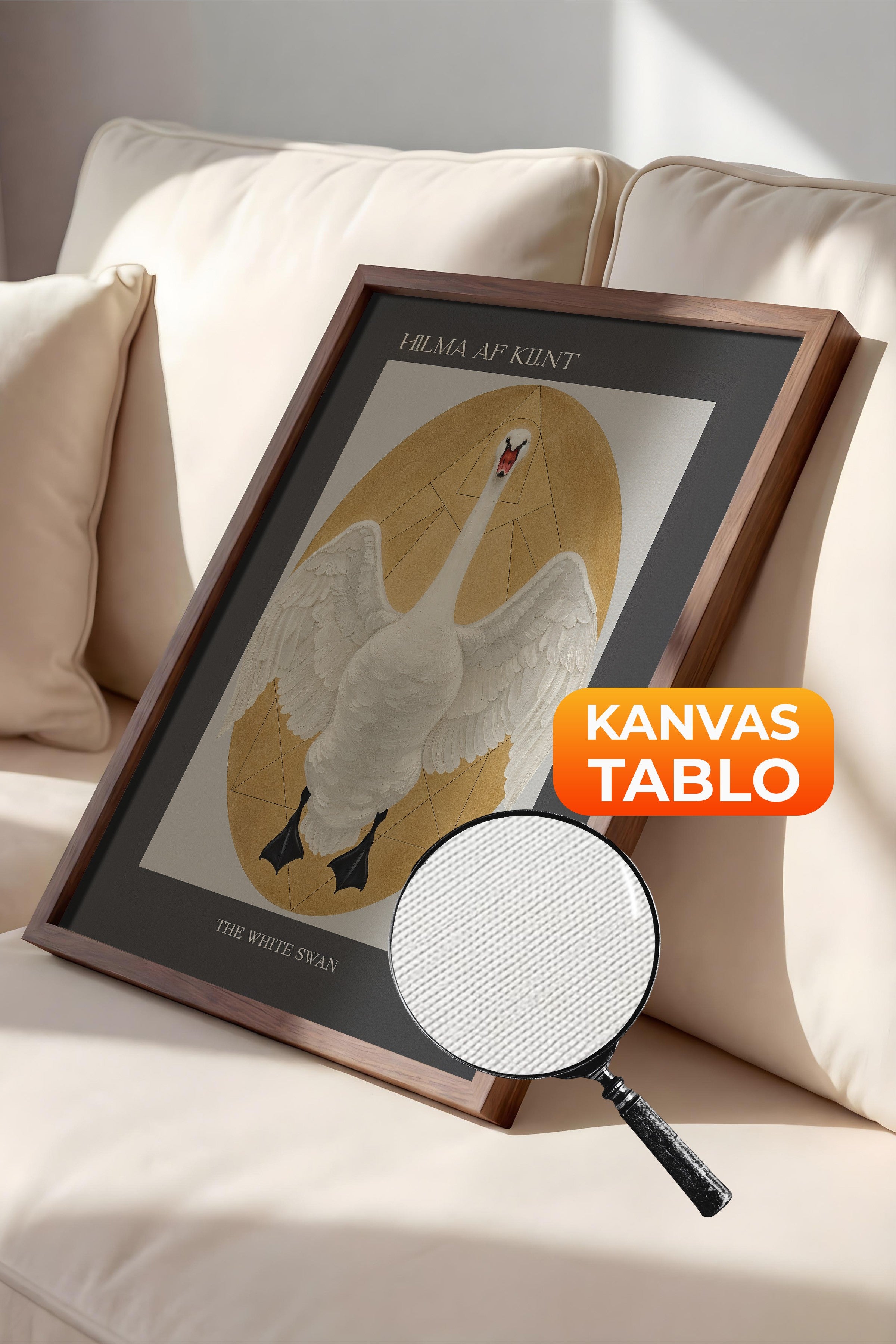 Duvar Tablosu, Lüks Kahverengi Çerçeveli Kanvas Tablo, Ritüel Serisi, Kuş Tablo, NO:115230