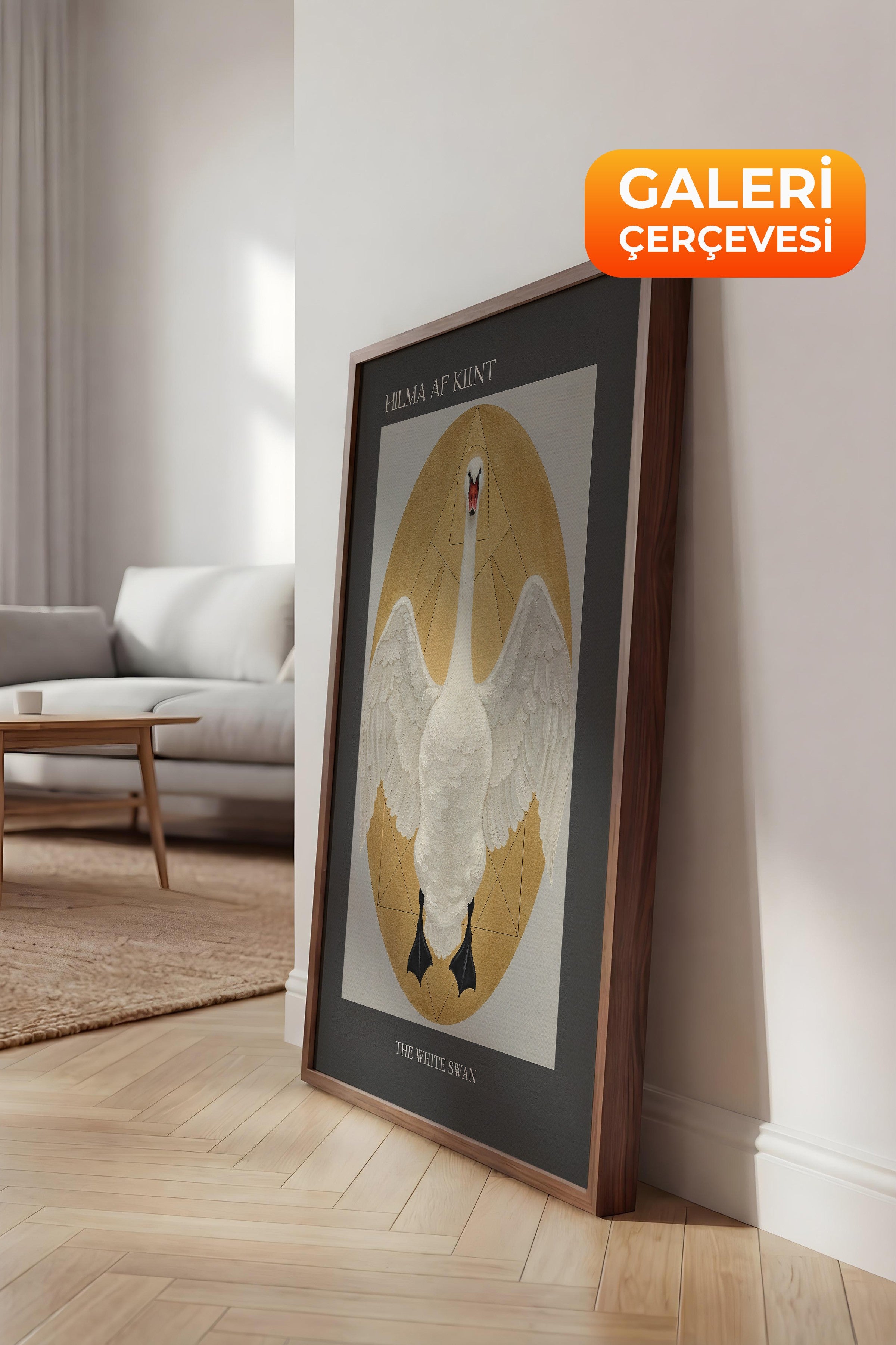 Duvar Tablosu, Lüks Kahverengi Çerçeveli Kanvas Tablo, Ritüel Serisi, Kuş Tablo, NO:115230