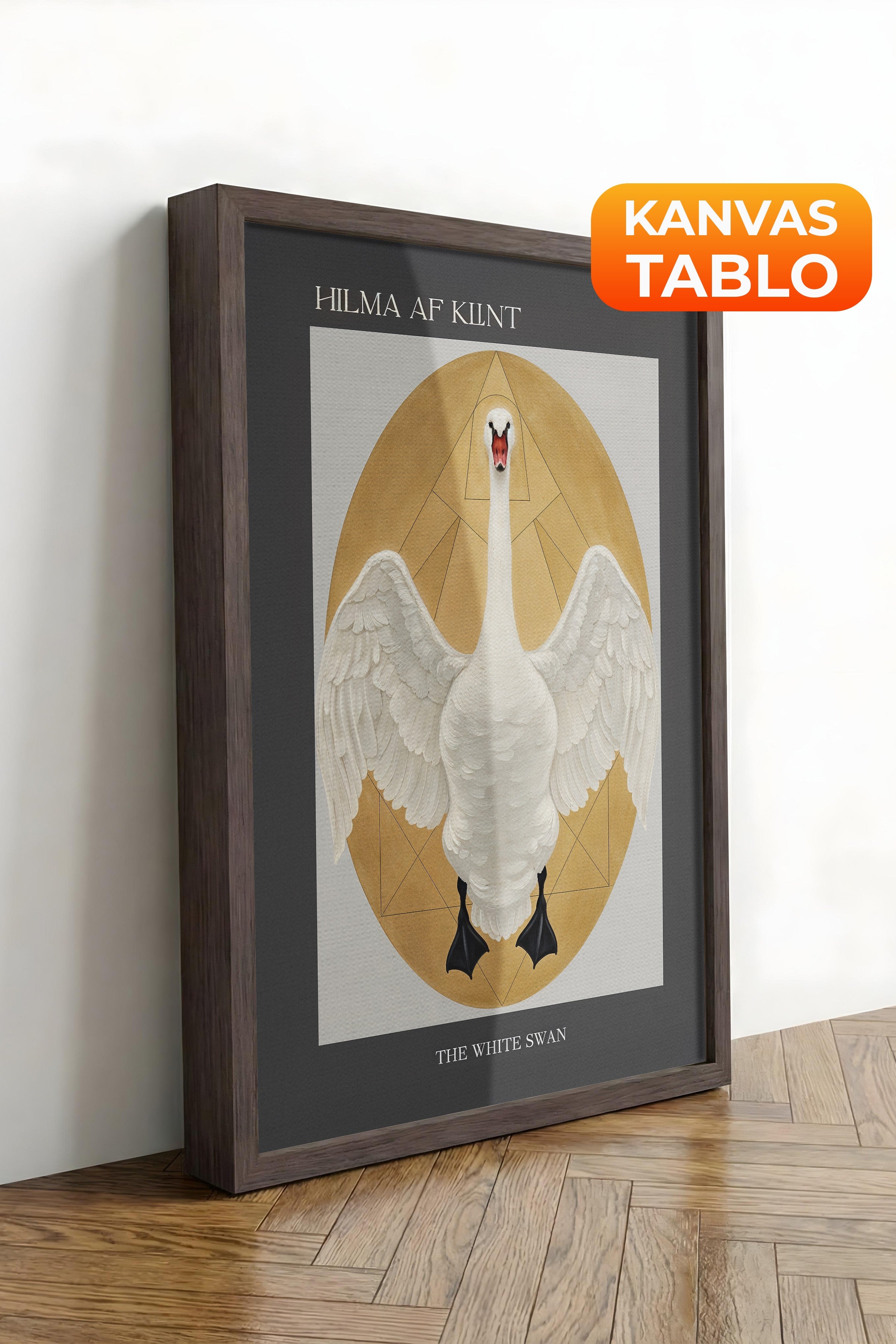 Duvar Tablosu, Lüks Kahverengi Çerçeveli Kanvas Tablo, Ritüel Serisi, Kuş Tablo, NO:115230