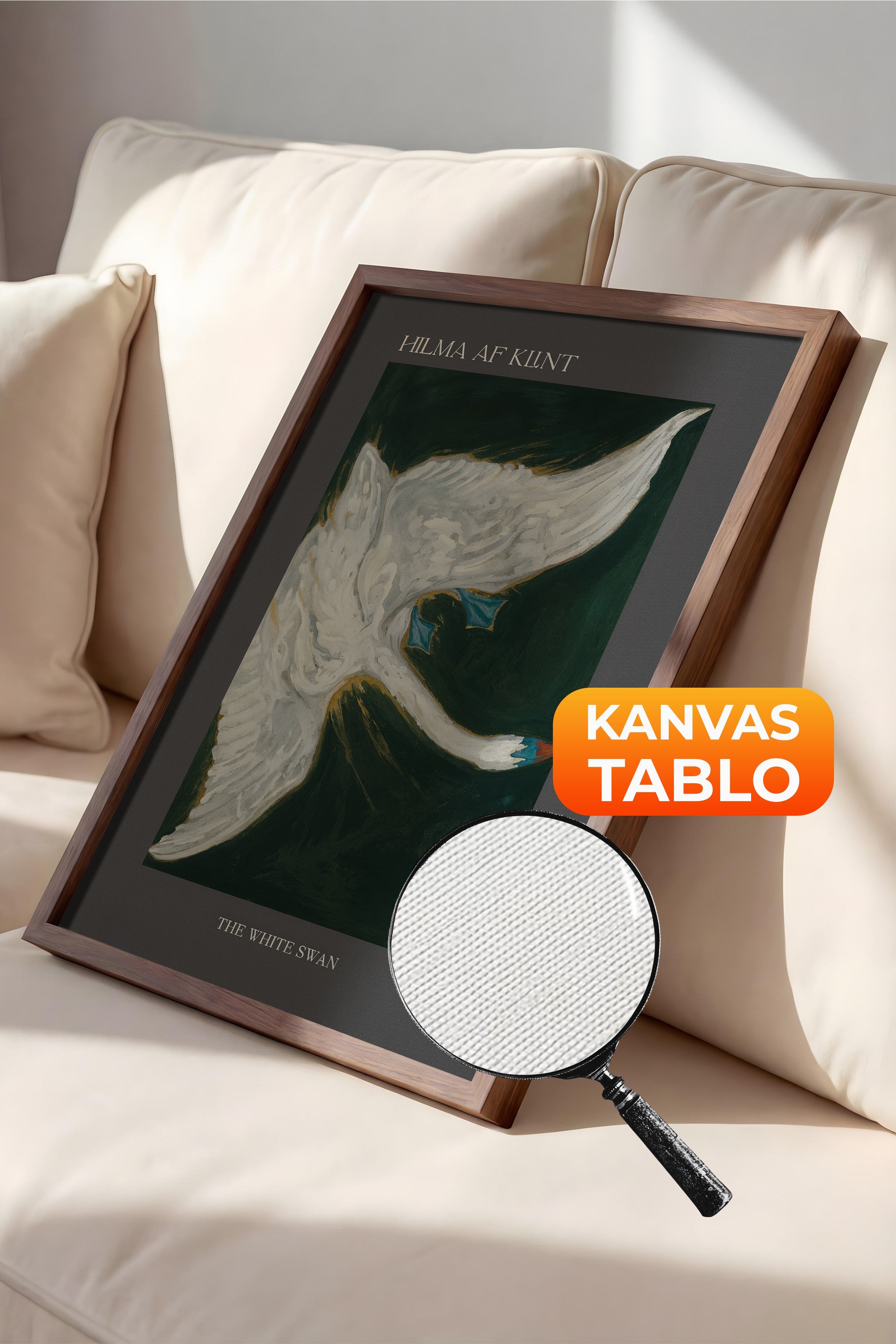 Duvar Tablosu, Lüks Kahverengi Çerçeveli Kanvas Tablo, Ritüel Serisi, Kuş Tablo, NO:115232