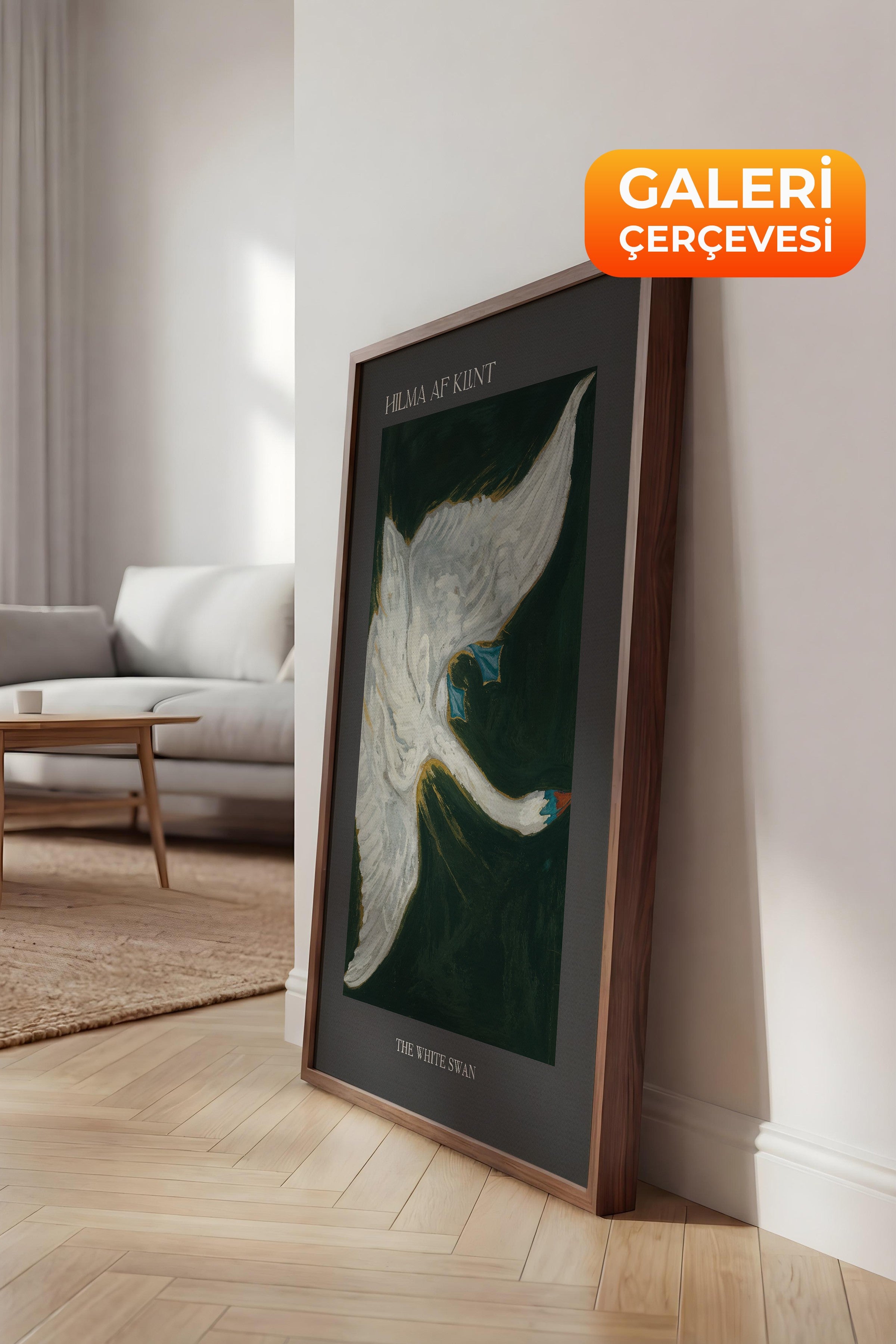 Duvar Tablosu, Lüks Kahverengi Çerçeveli Kanvas Tablo, Ritüel Serisi, Kuş Tablo, NO:115232