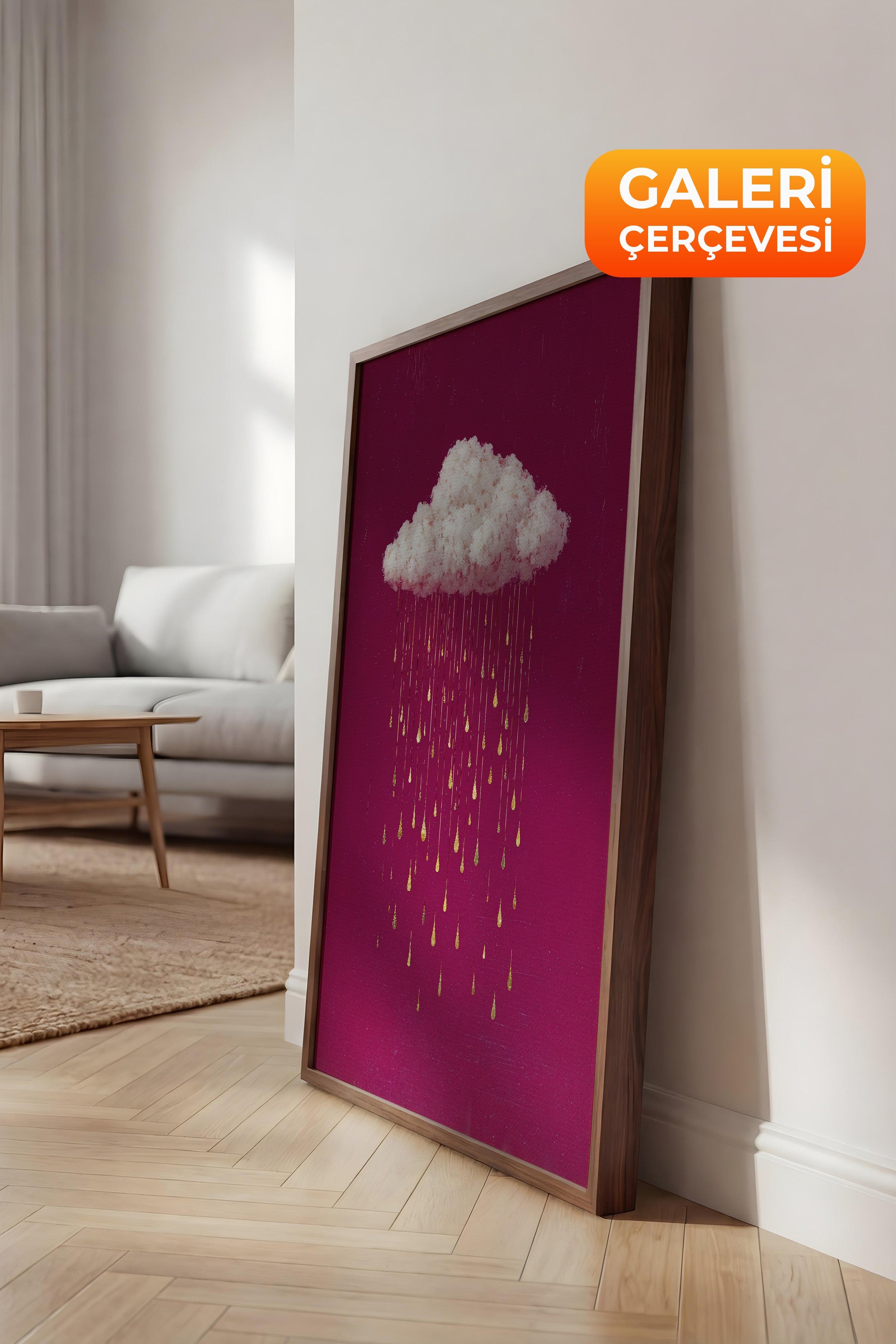 Duvar Tablosu, Lüks Kahverengi Çerçeveli Kanvas Tablo, Ritüel Serisi, Kuş Tablo, NO:115233