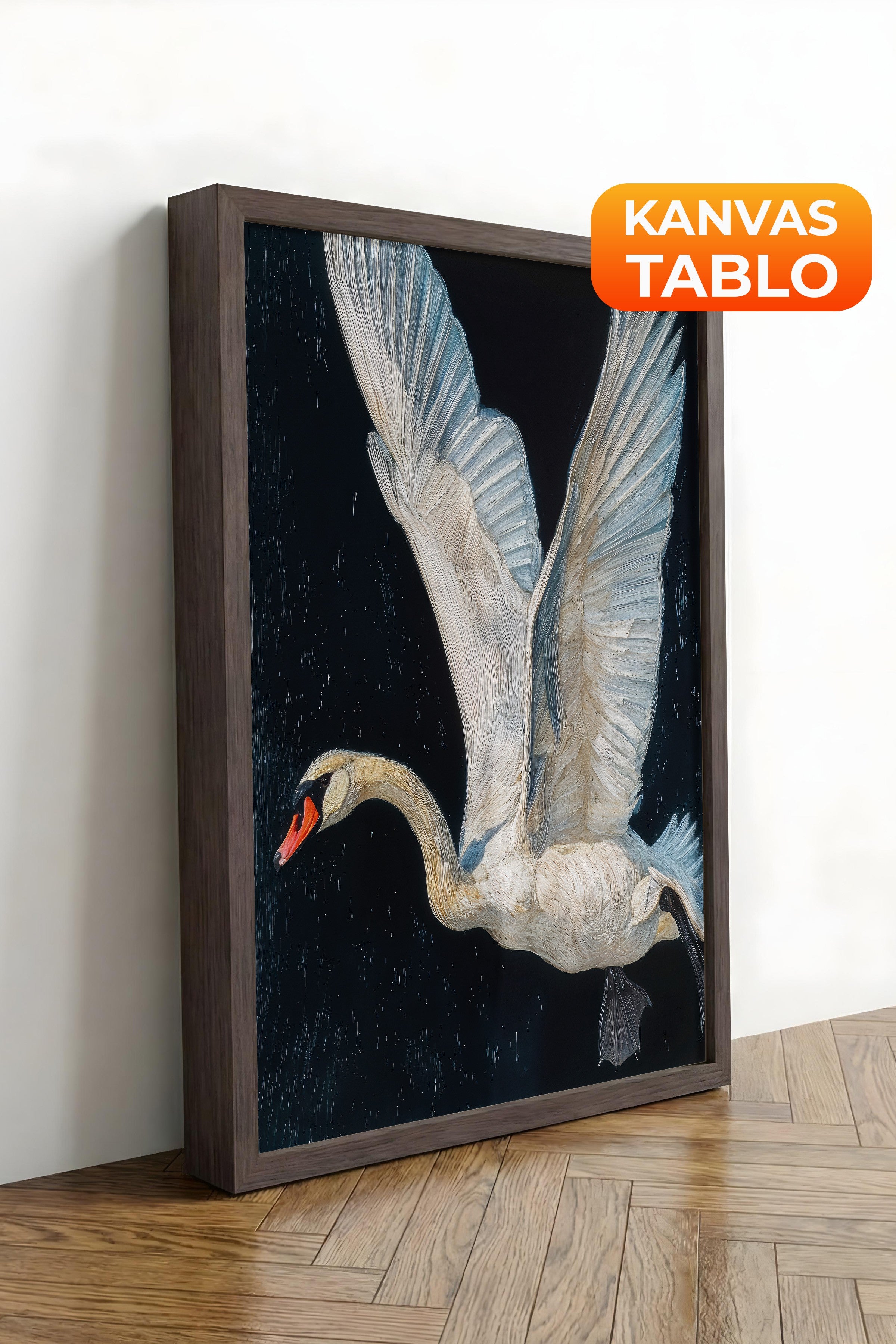 Duvar Tablosu, Lüks Kahverengi Çerçeveli Kanvas Tablo, Ritüel Serisi, Kuş Tablo, NO:115243