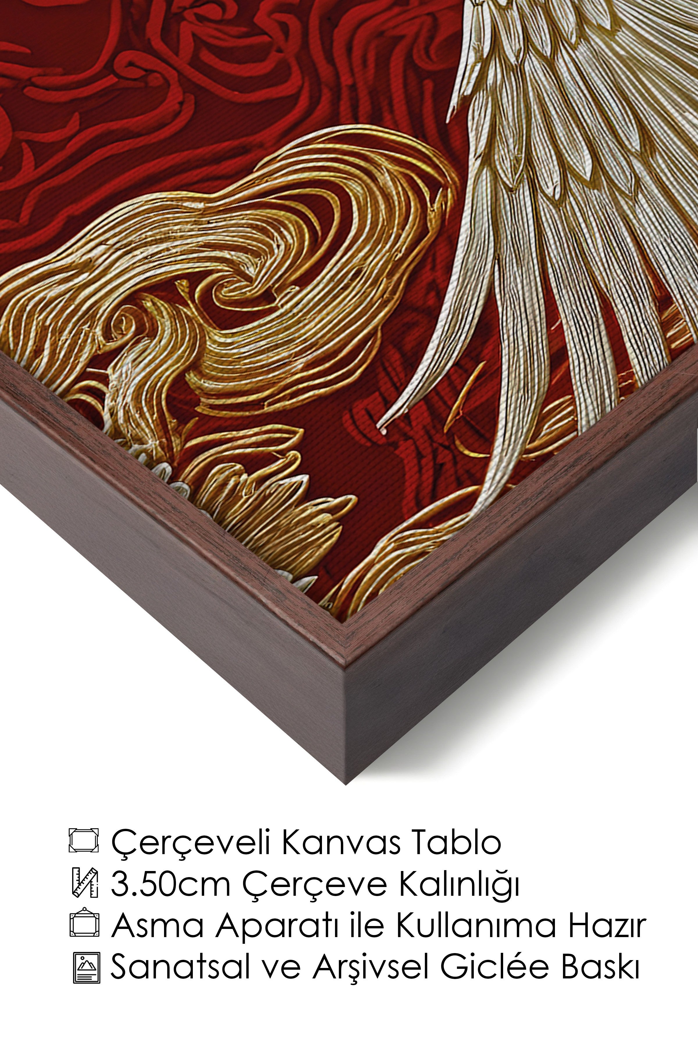 Duvar Tablosu, Lüks Kahverengi Çerçeveli Kanvas Tablo, Ritüel Serisi, Kuş Tablo, NO:115248