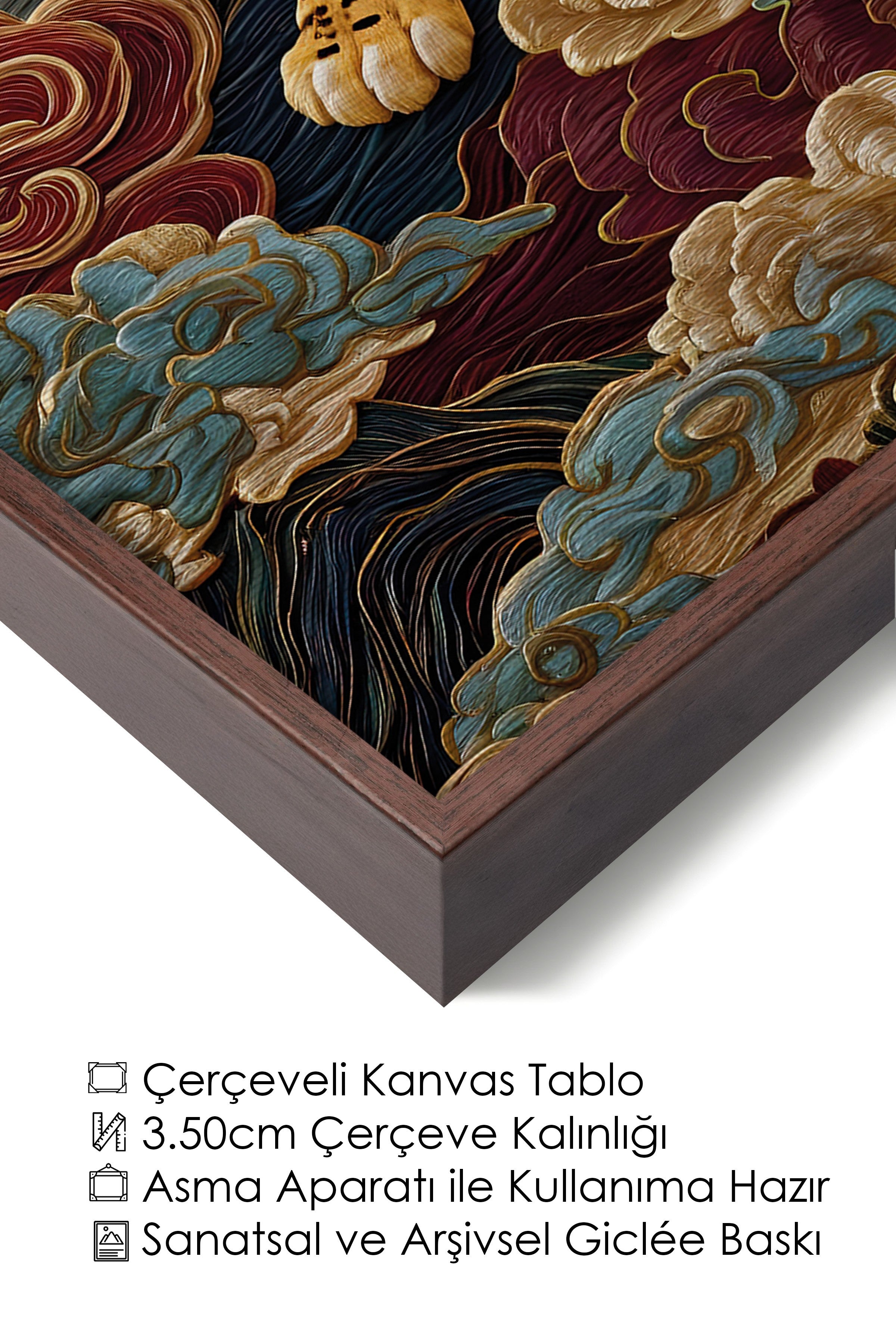 Duvar Tablosu, Lüks Kahverengi Çerçeveli Kanvas Tablo, Ritüel Serisi, Leopar Tablo, NO:115247