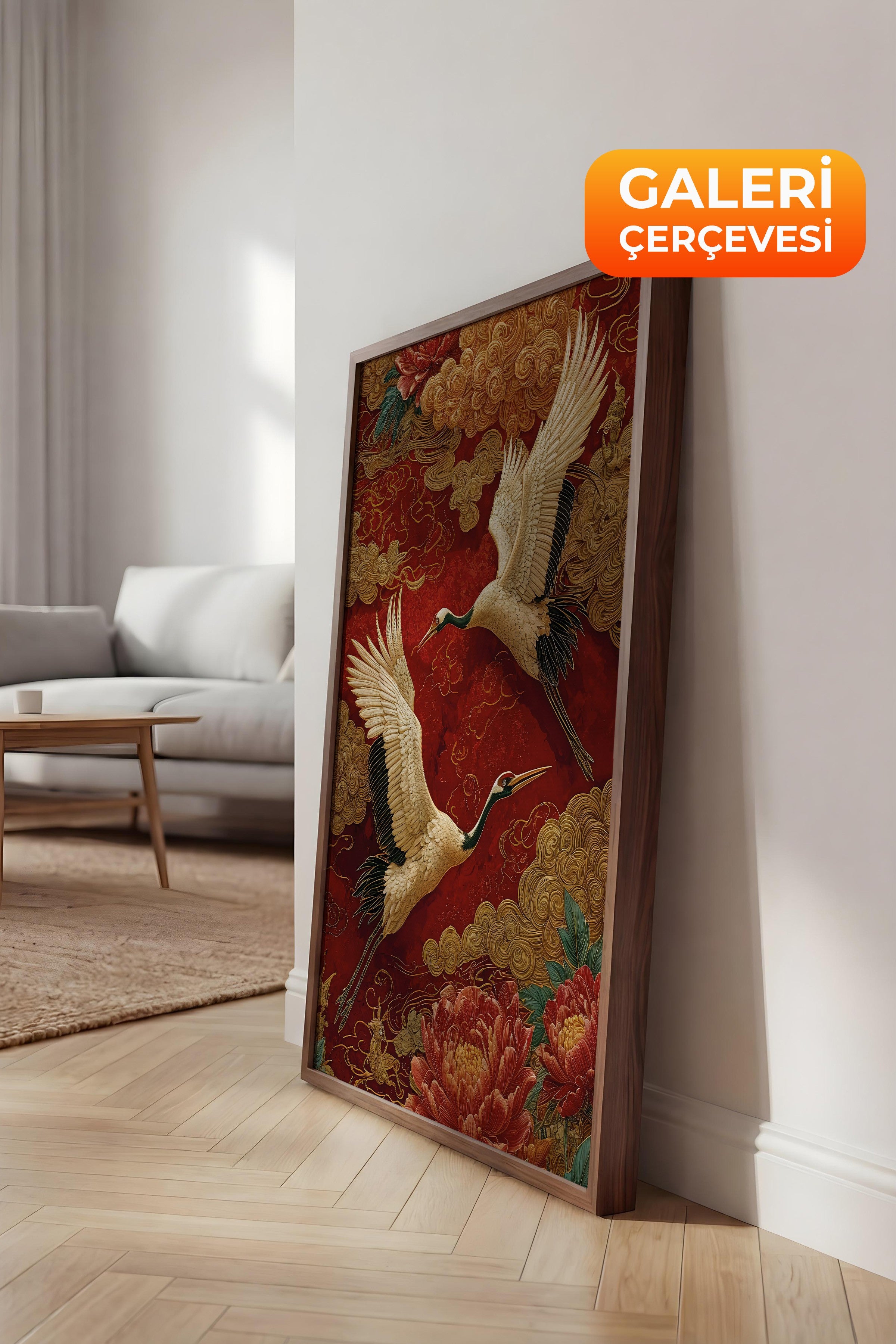 Duvar Tablosu, Lüks Kahverengi Çerçeveli Kanvas Tablo, Ritüel Serisi, Leopar Tablo, NO:115252