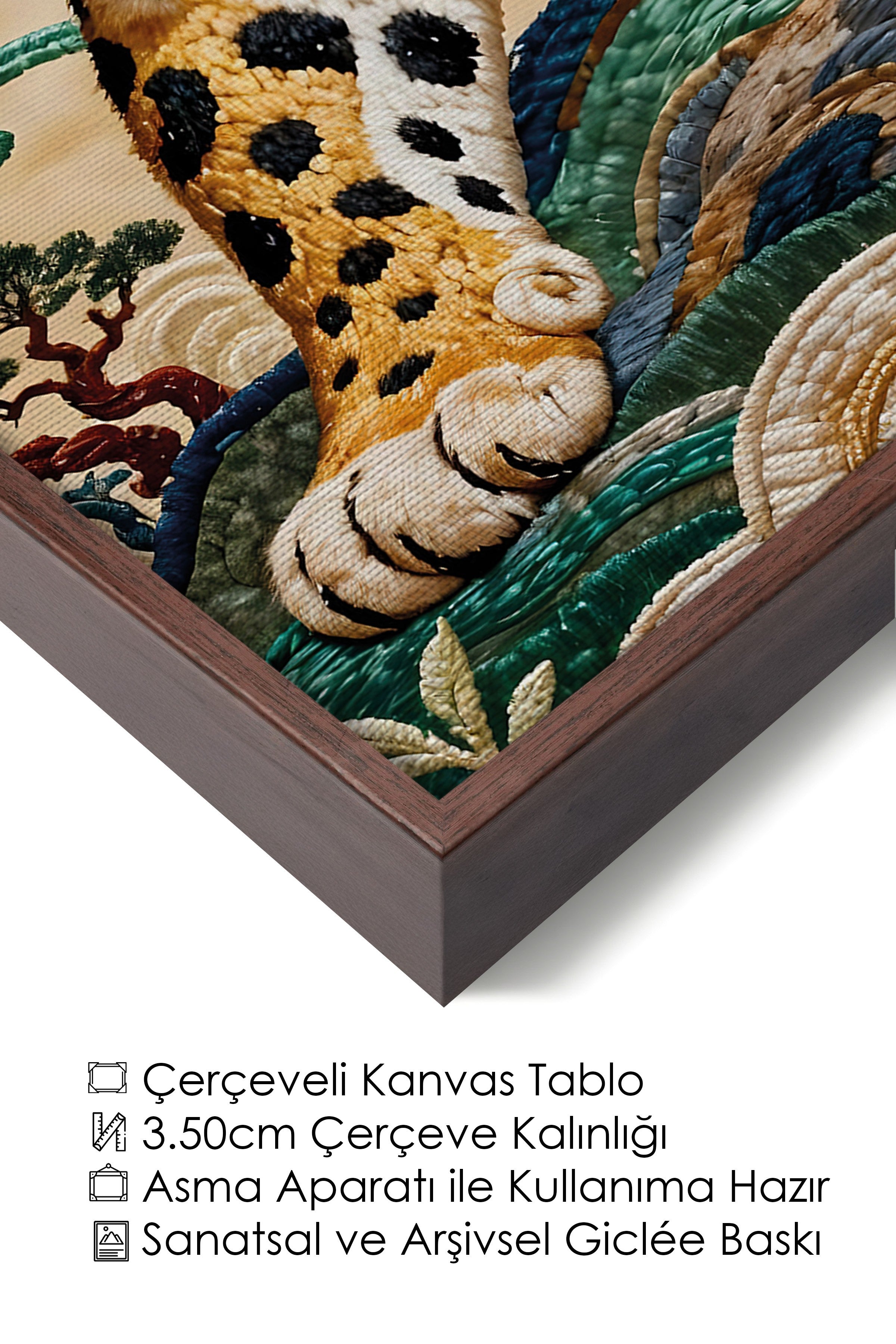Duvar Tablosu, Lüks Kahverengi Çerçeveli Kanvas Tablo, Ritüel Serisi, Leopar Tablo, NO:115253