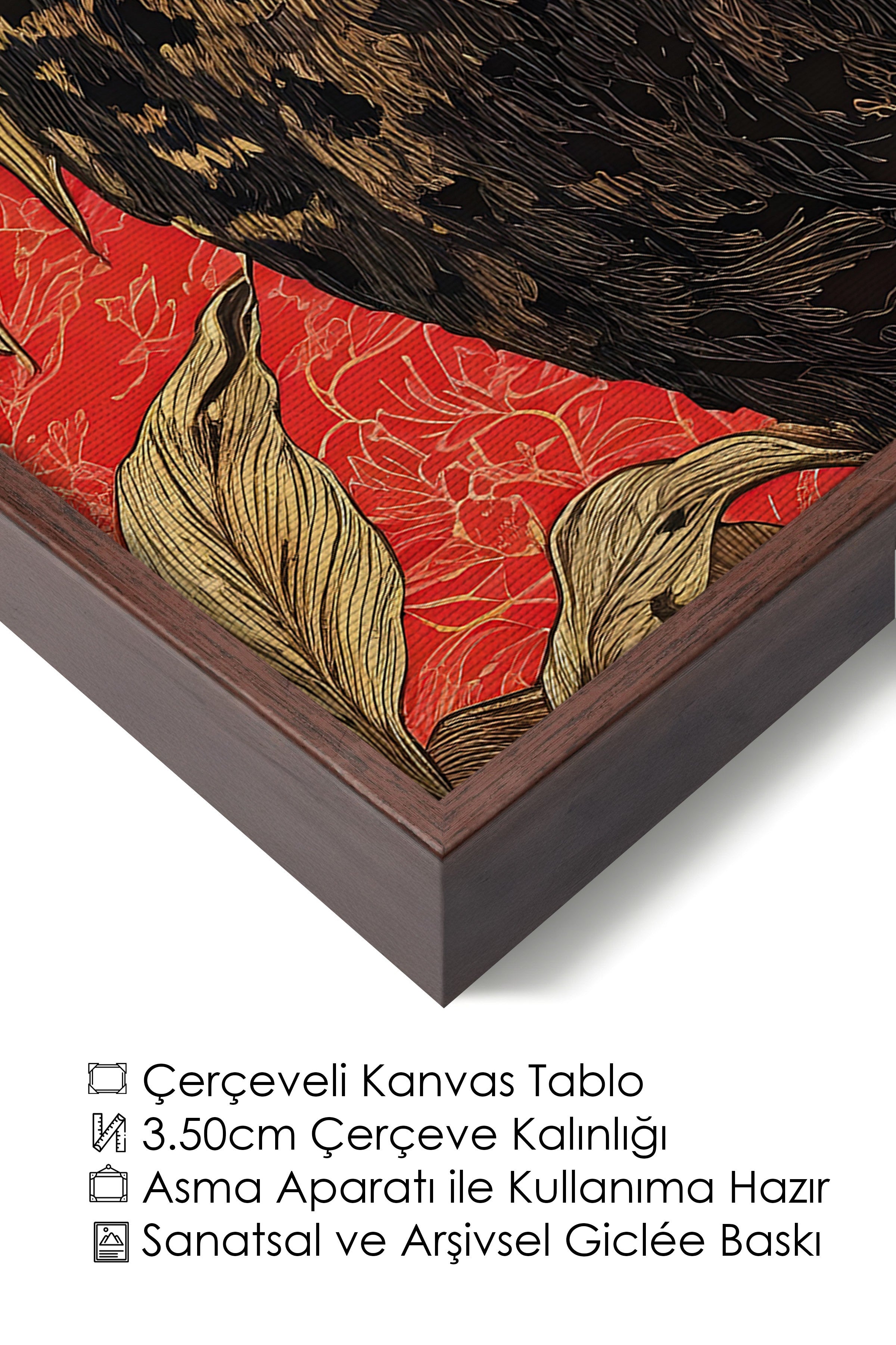 Duvar Tablosu, Lüks Kahverengi Çerçeveli Kanvas Tablo, Ritüel Serisi, Leopar Tablo, NO:115265