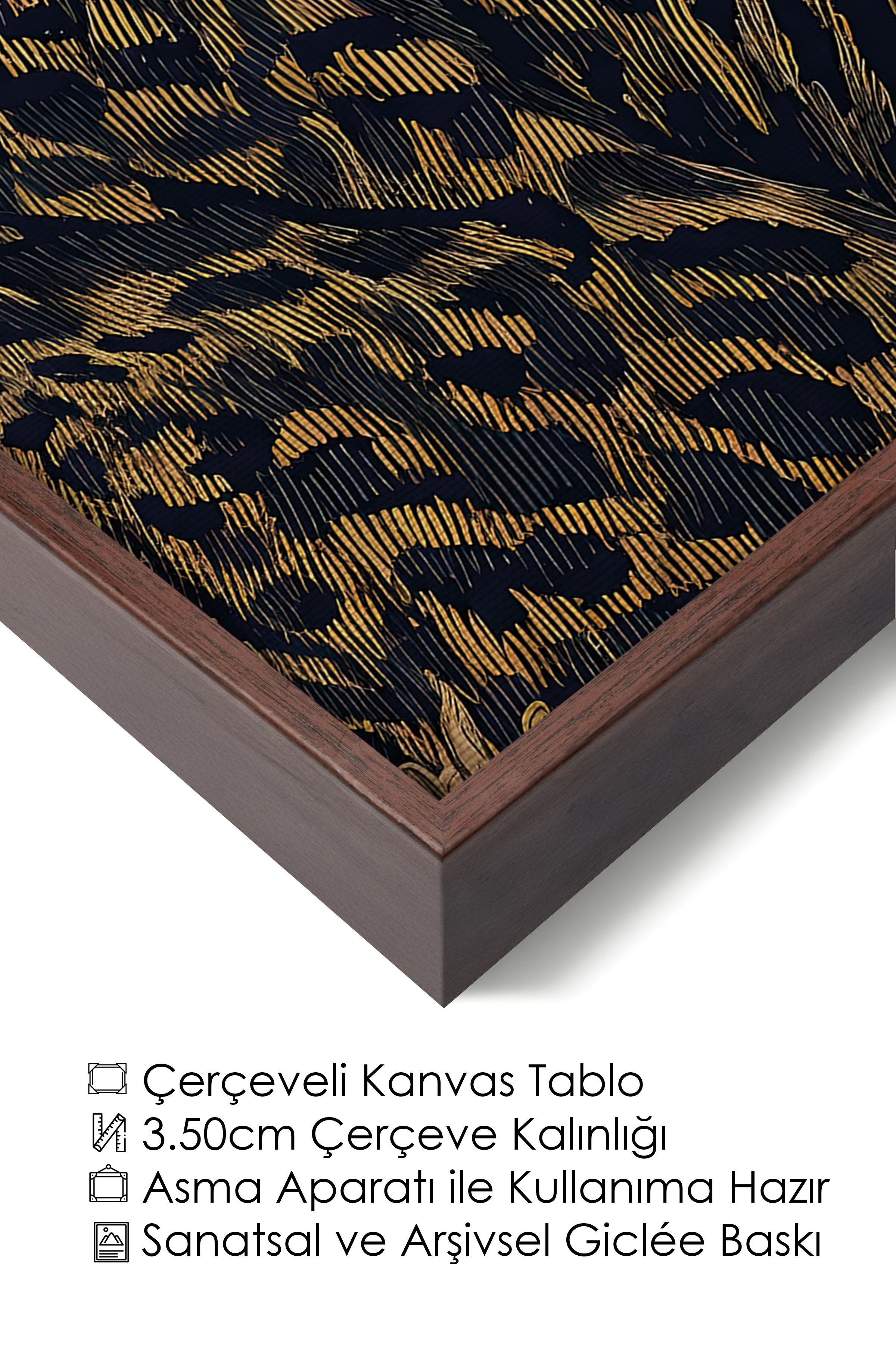 Duvar Tablosu, Lüks Kahverengi Çerçeveli Kanvas Tablo, Ritüel Serisi, Leopar Tablo, NO:115274