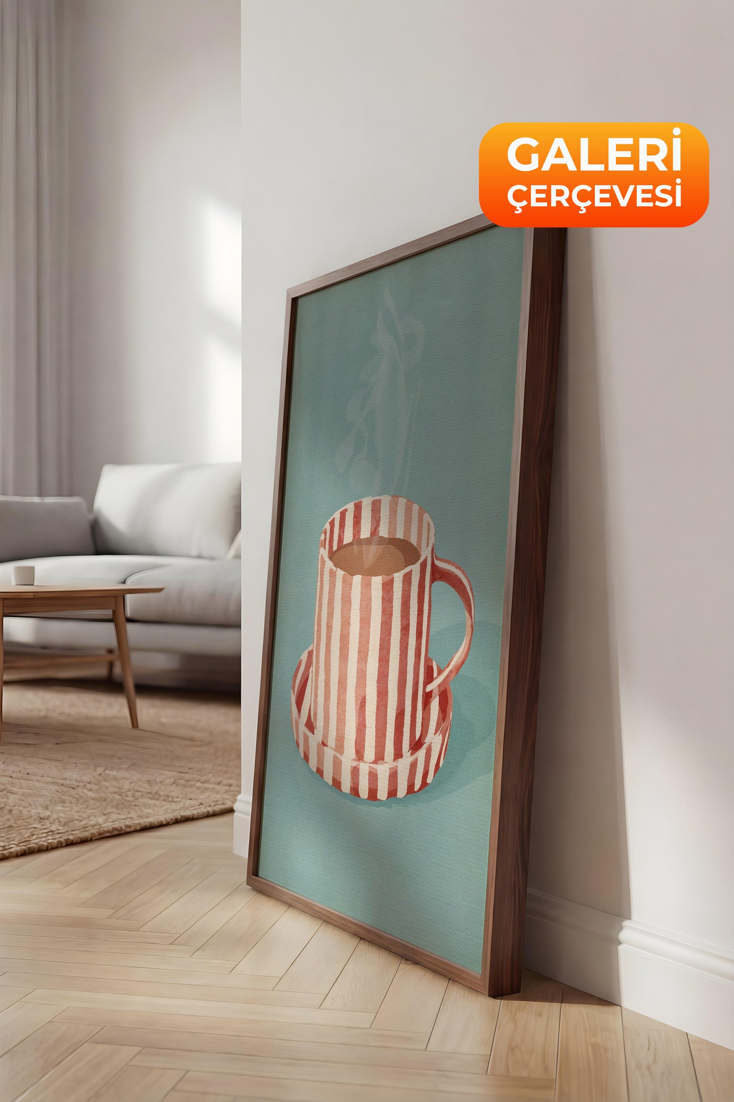 Duvar Tablosu, Lüks Kahverengi Çerçeveli Kanvas Tablo, Ritüel Serisi, Maximalist Tablo, NO:115193