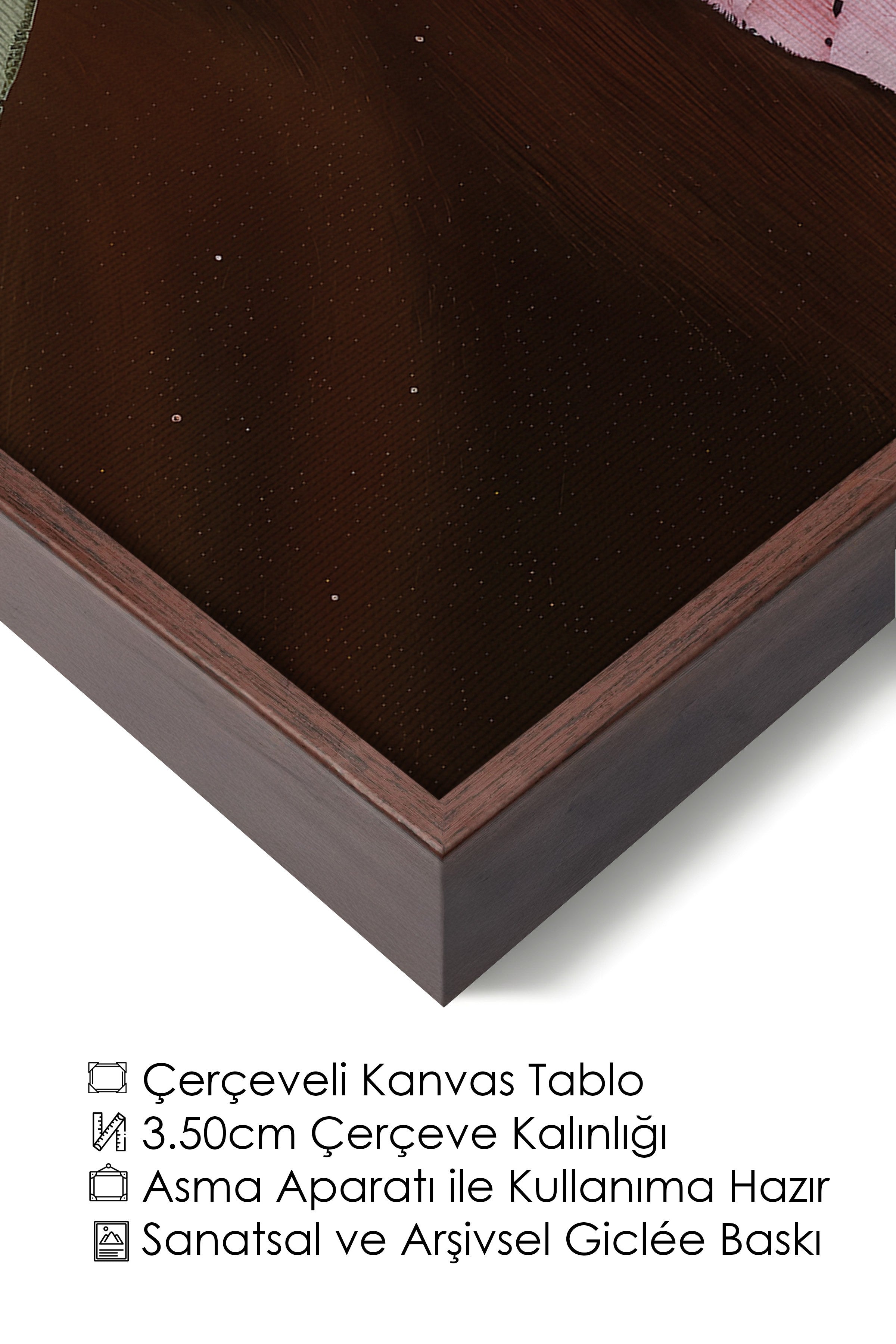 Duvar Tablosu, Lüks Kahverengi Çerçeveli Kanvas Tablo, Ritüel Serisi, Maximalist Tablo, NO:115194