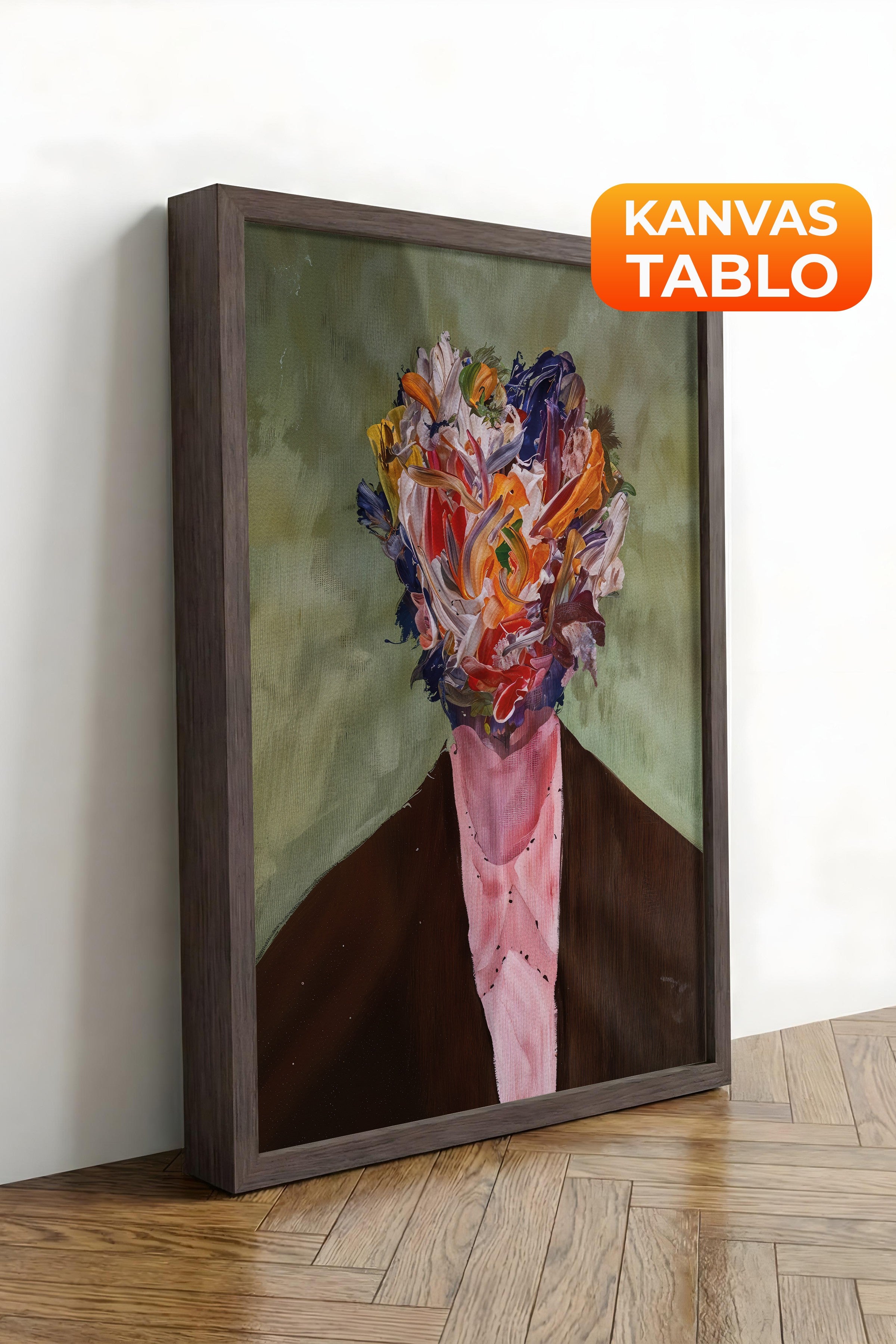 Duvar Tablosu, Lüks Kahverengi Çerçeveli Kanvas Tablo, Ritüel Serisi, Maximalist Tablo, NO:115194