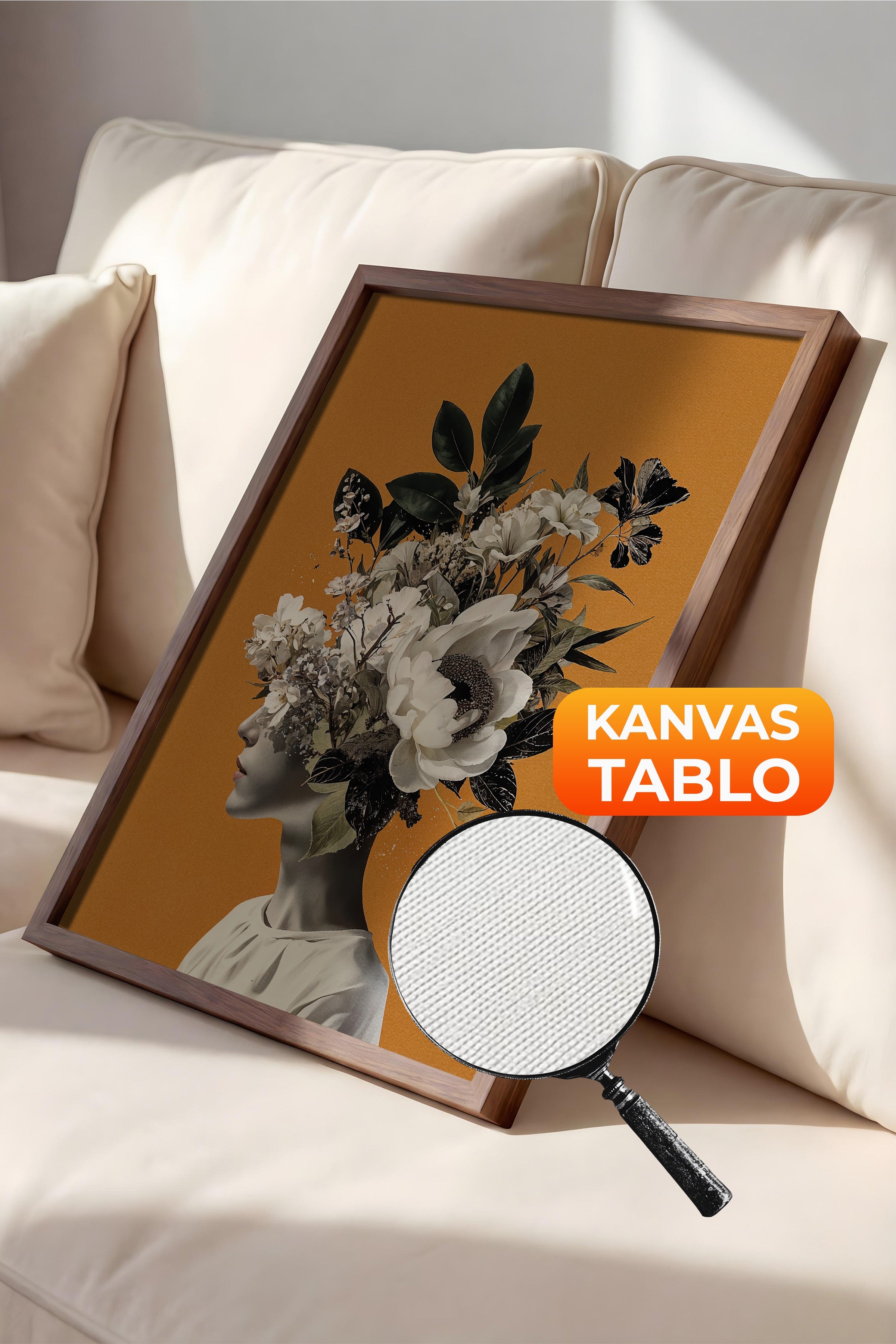 Duvar Tablosu, Lüks Kahverengi Çerçeveli Kanvas Tablo, Ritüel Serisi, NO:115226