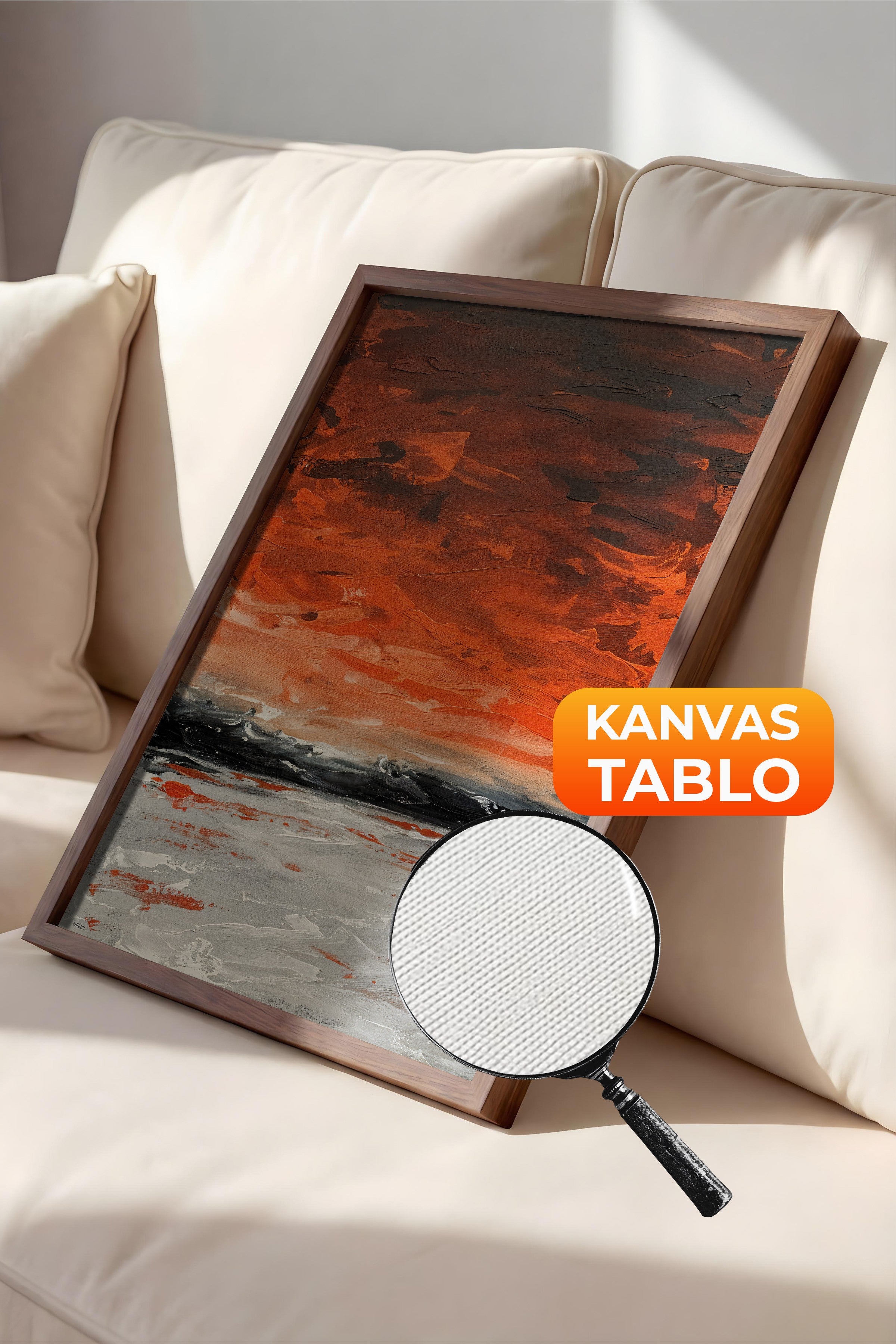 Duvar Tablosu, Lüks Kahverengi Çerçeveli Kanvas Tablo, Ritüel Serisi, Yağlıboya Tablo, NO:115217
