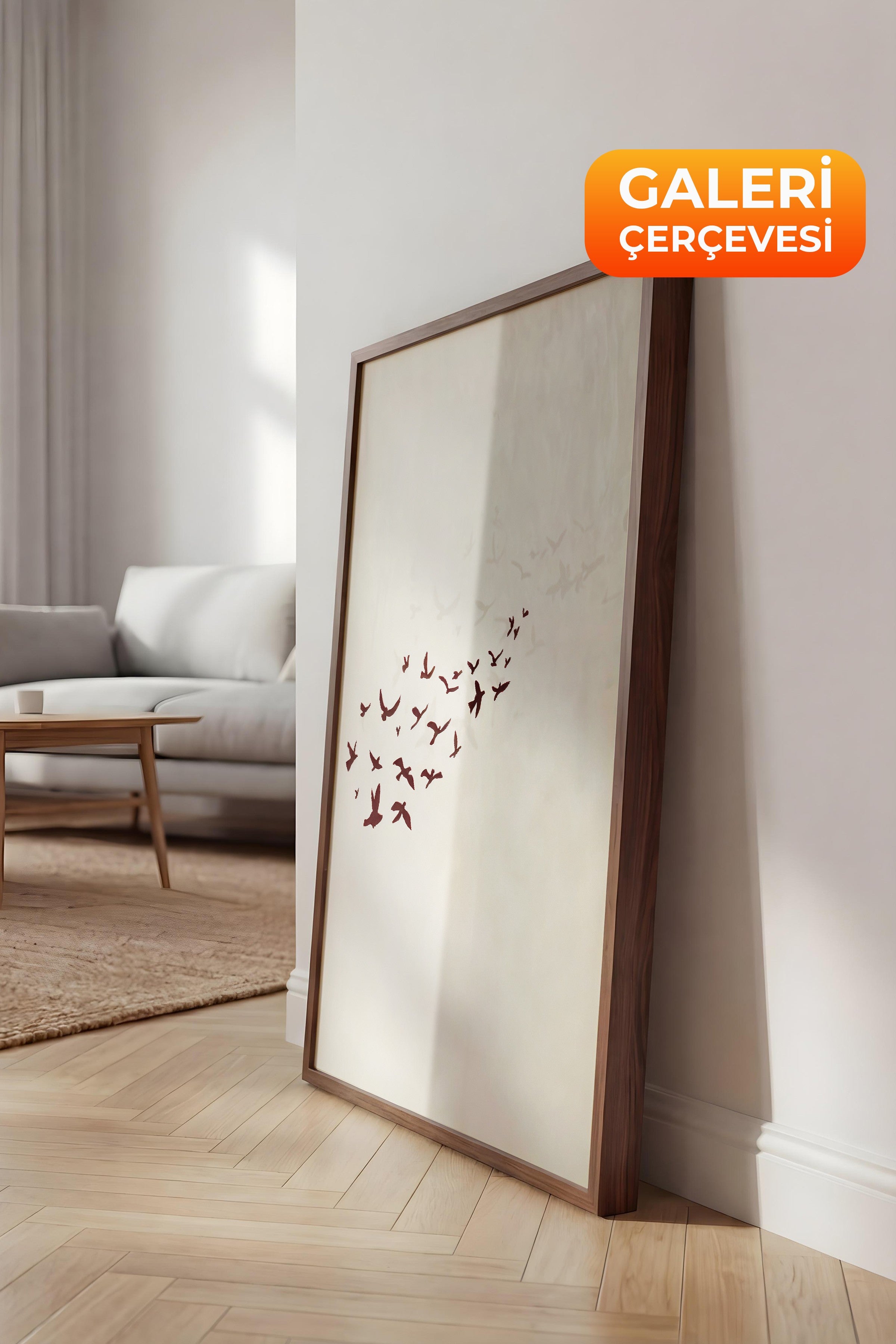 Duvar Tablosu, Lüks Kahverengi Çerçeveli Tablo ve Poster, Ritüel Serisi, Kuş Tablo, NO:115204