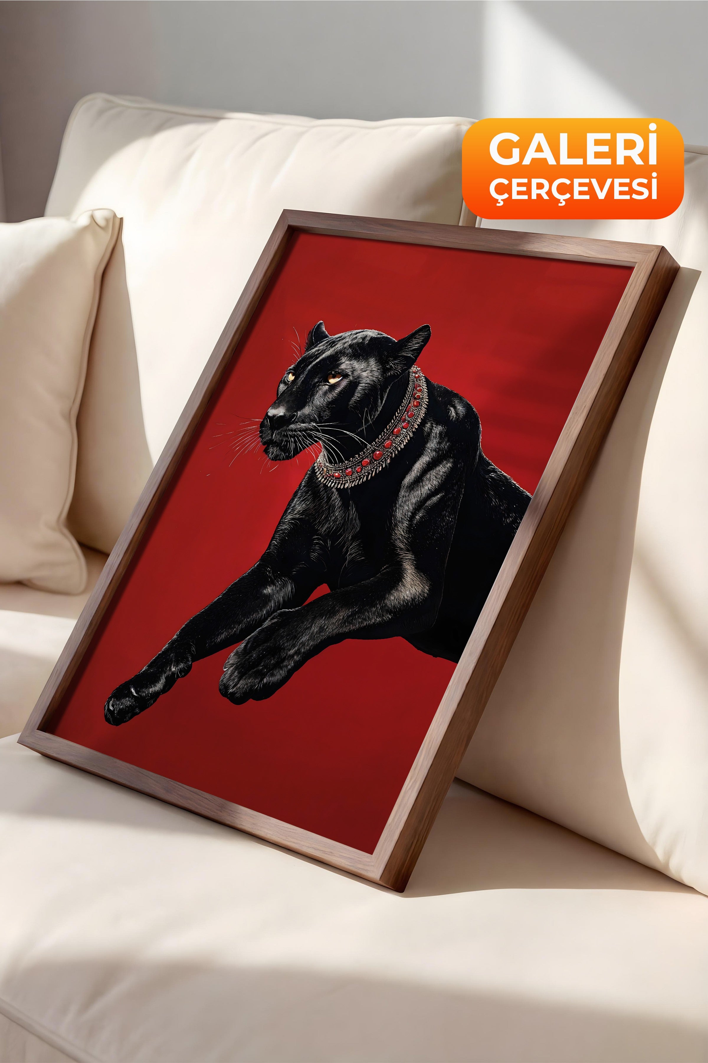 Duvar Tablosu, Lüks Kahverengi Çerçeveli Tablo ve Poster, Ritüel Serisi, Leopar Tablo, NO:115261