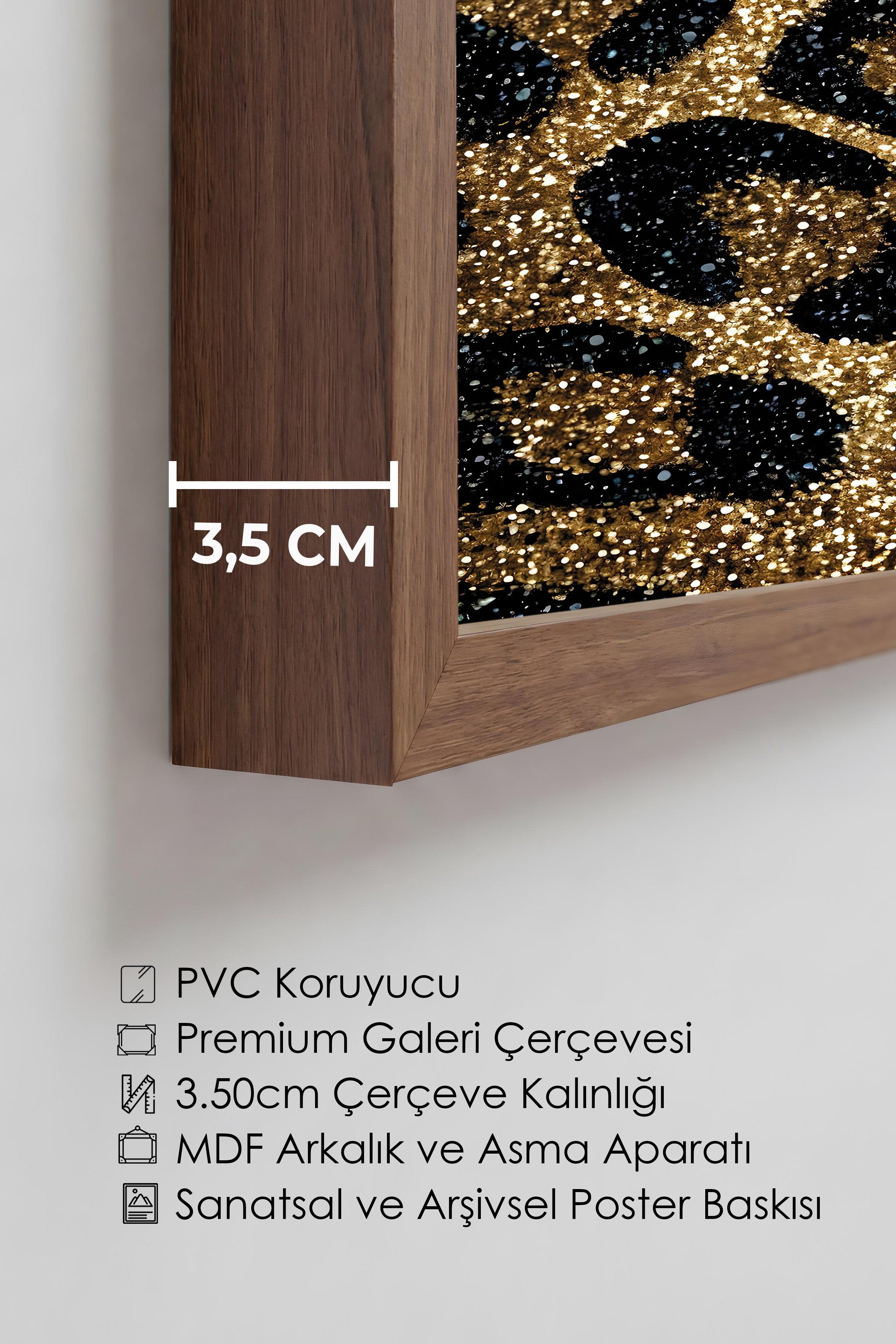 Duvar Tablosu, Lüks Kahverengi Çerçeveli Tablo ve Poster, Ritüel Serisi, Leopar Tablo, NO:115264