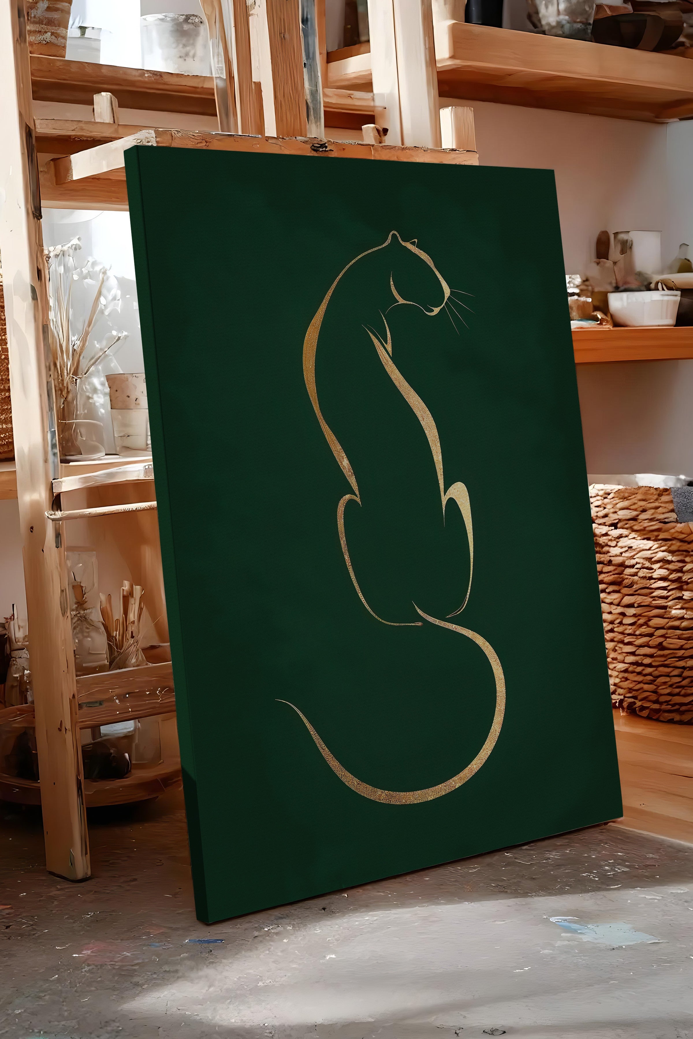 Duvar Tablosu, Lüks Kanvas Tablo, Ritüel Serisi, Leopar Tablo, NO:115223