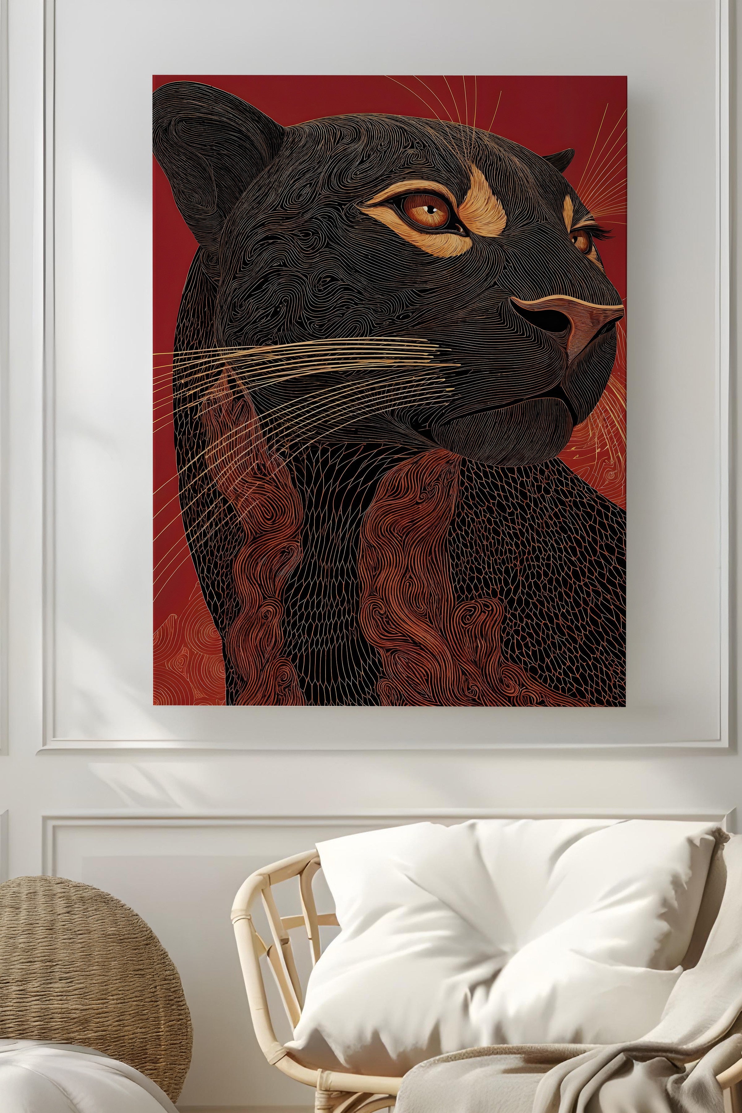 Duvar Tablosu, Lüks Kanvas Tablo, Ritüel Serisi, Leopar Tablo, NO:115267