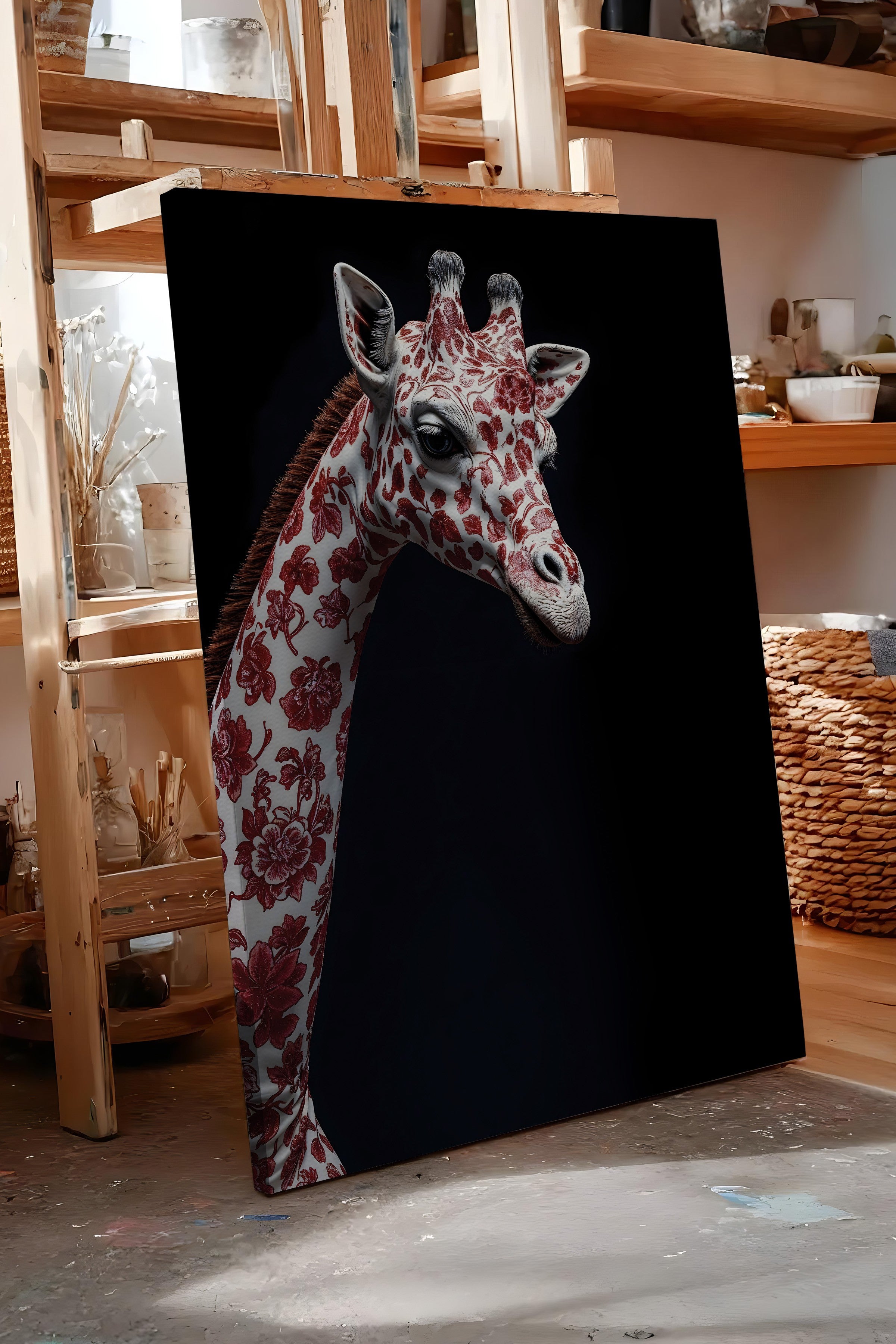 Duvar Tablosu, Lüks Kanvas Tablo, Ritüel Serisi, Zürafa Tablo, NO:115260