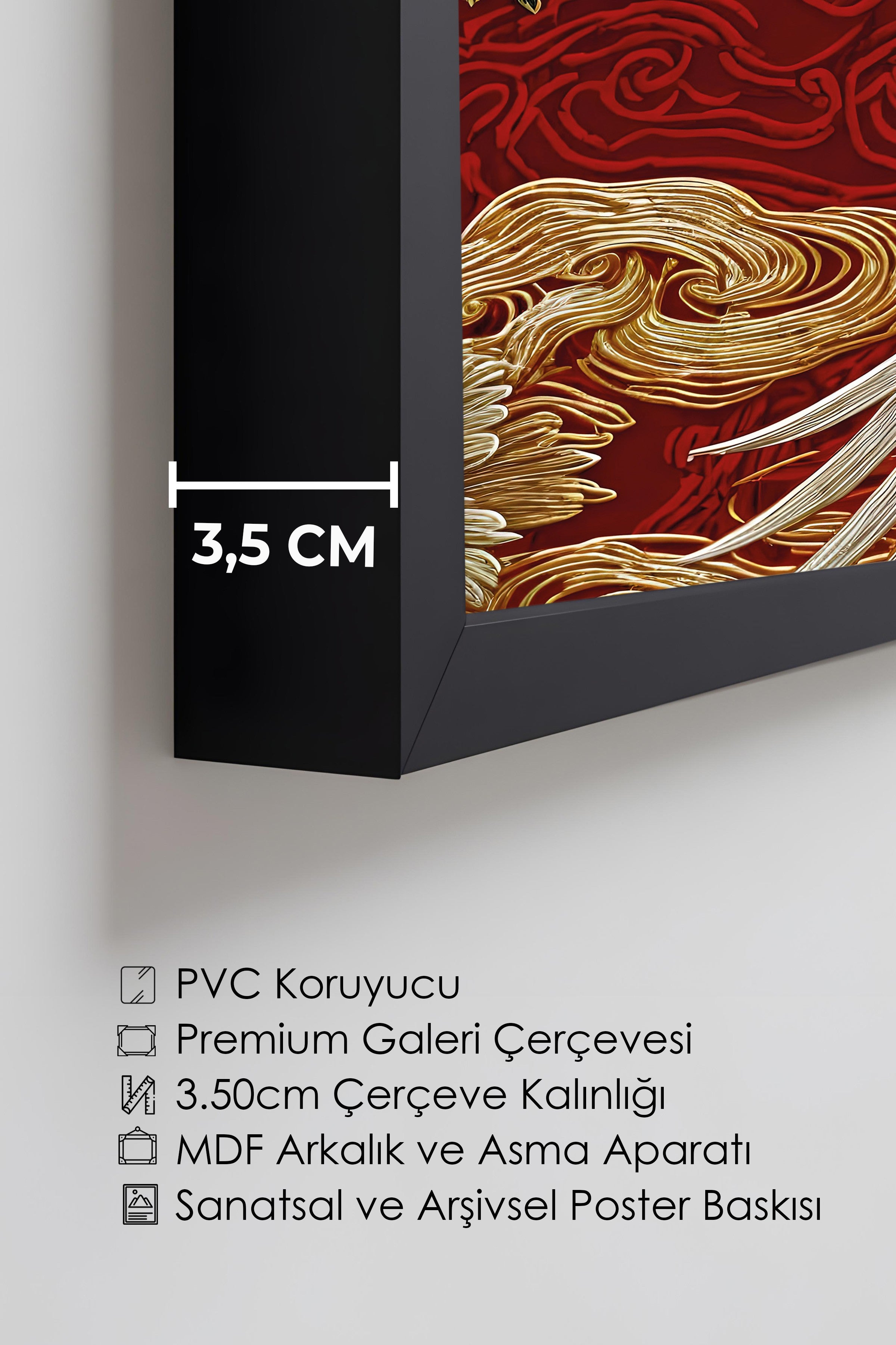 Duvar Tablosu, Lüks Siyah Çerçeveli Tablo ve Poster, Ritüel Serisi, Kuş Tablo, NO:115248