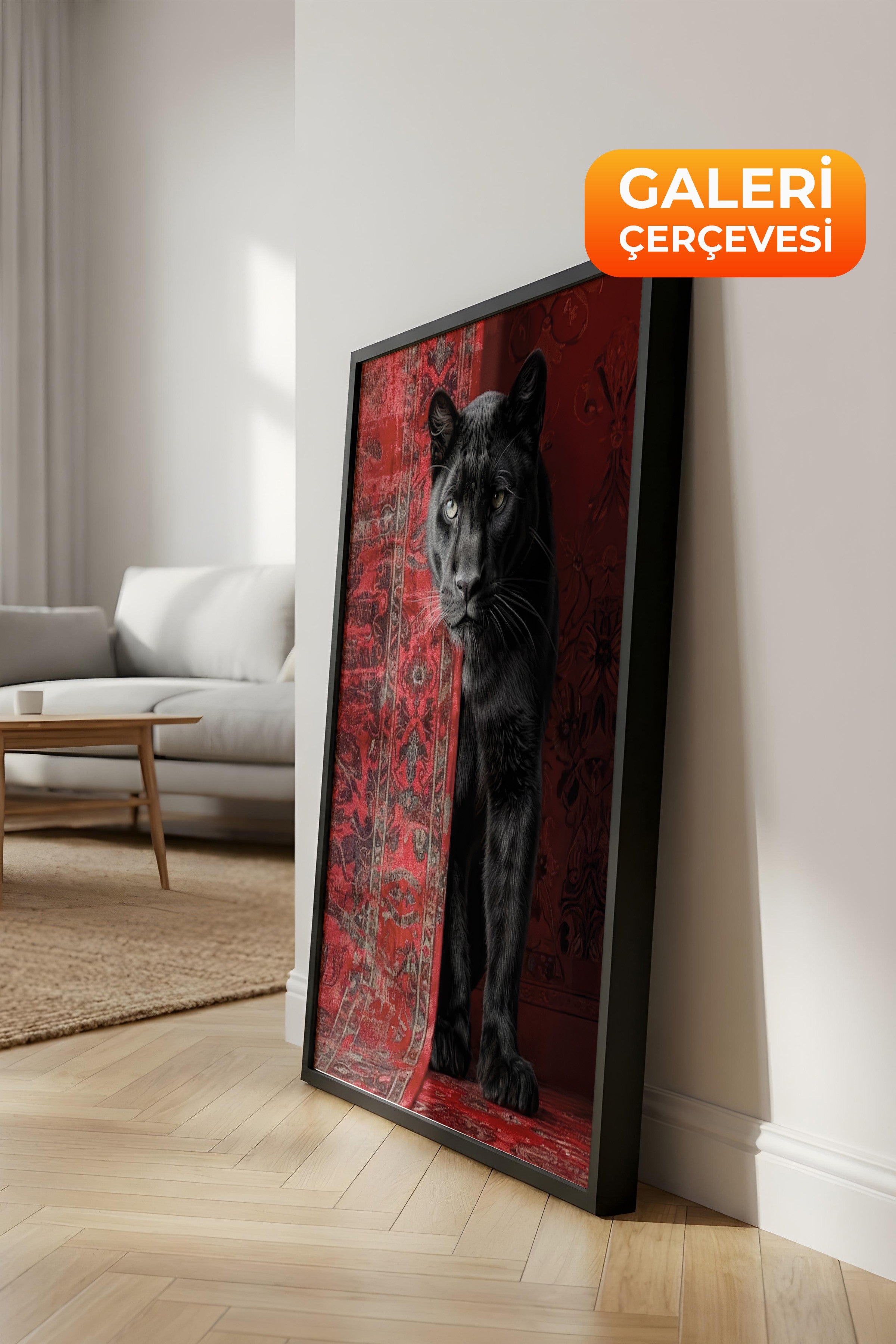Duvar Tablosu, Lüks Siyah Çerçeveli Tablo ve Poster, Ritüel Serisi, Leopar Tablo, NO:115238