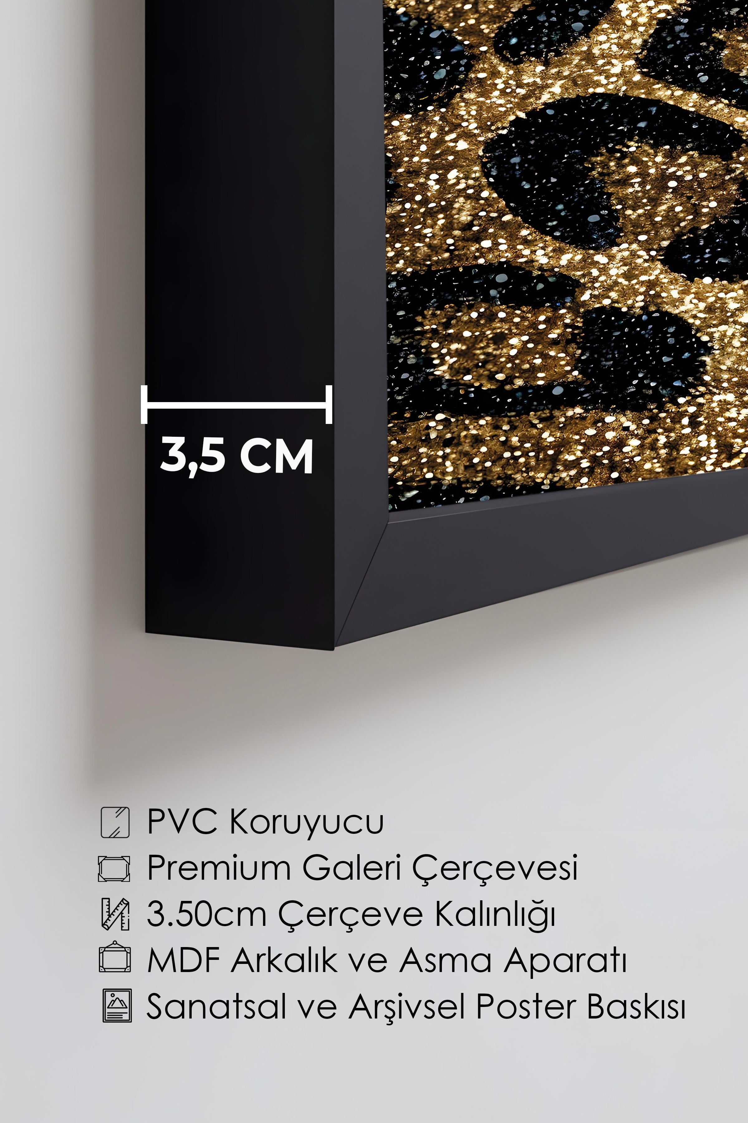 Duvar Tablosu, Lüks Siyah Çerçeveli Tablo ve Poster, Ritüel Serisi, Leopar Tablo, NO:115264