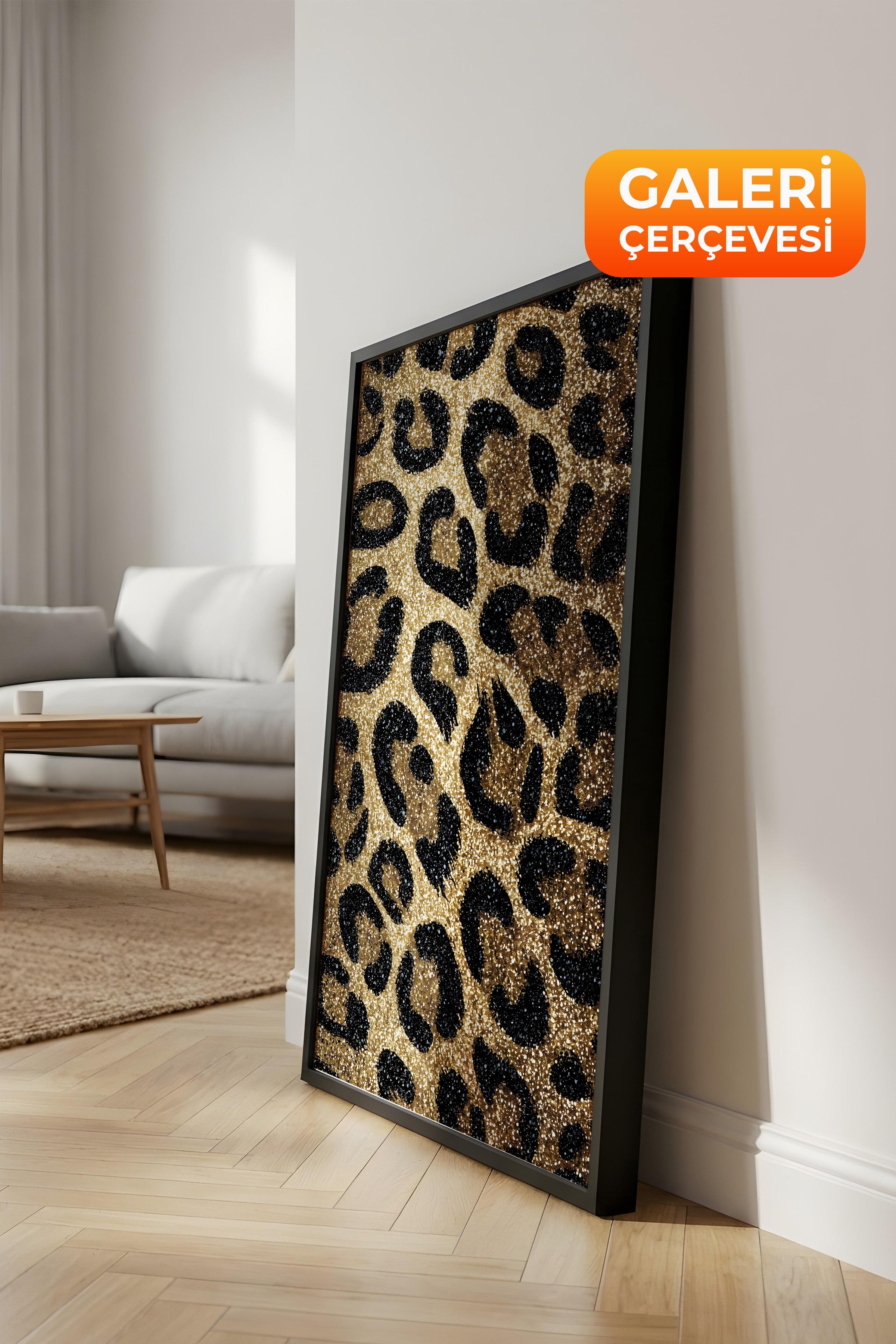 Duvar Tablosu, Lüks Siyah Çerçeveli Tablo ve Poster, Ritüel Serisi, Leopar Tablo, NO:115264