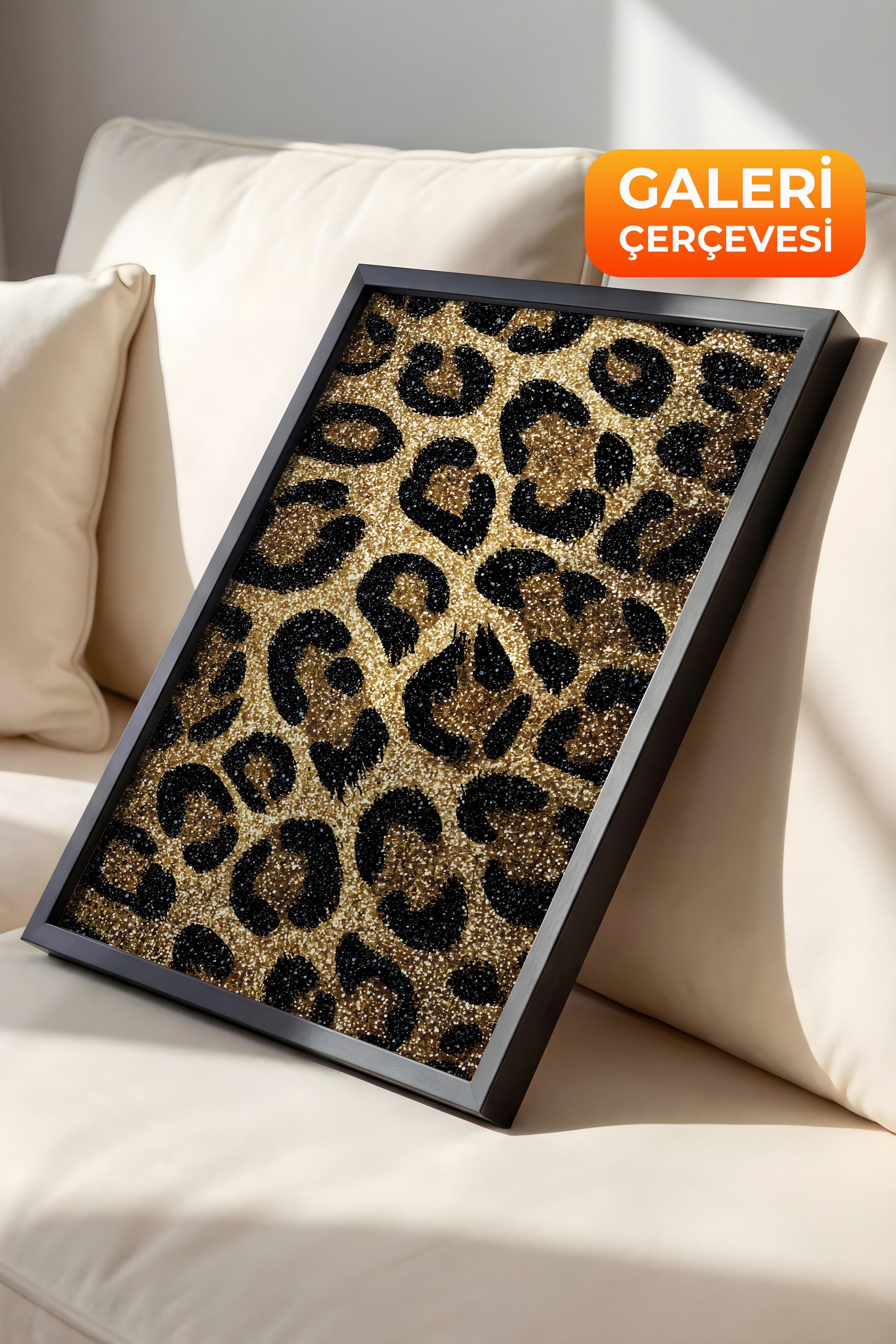 Duvar Tablosu, Lüks Siyah Çerçeveli Tablo ve Poster, Ritüel Serisi, Leopar Tablo, NO:115264