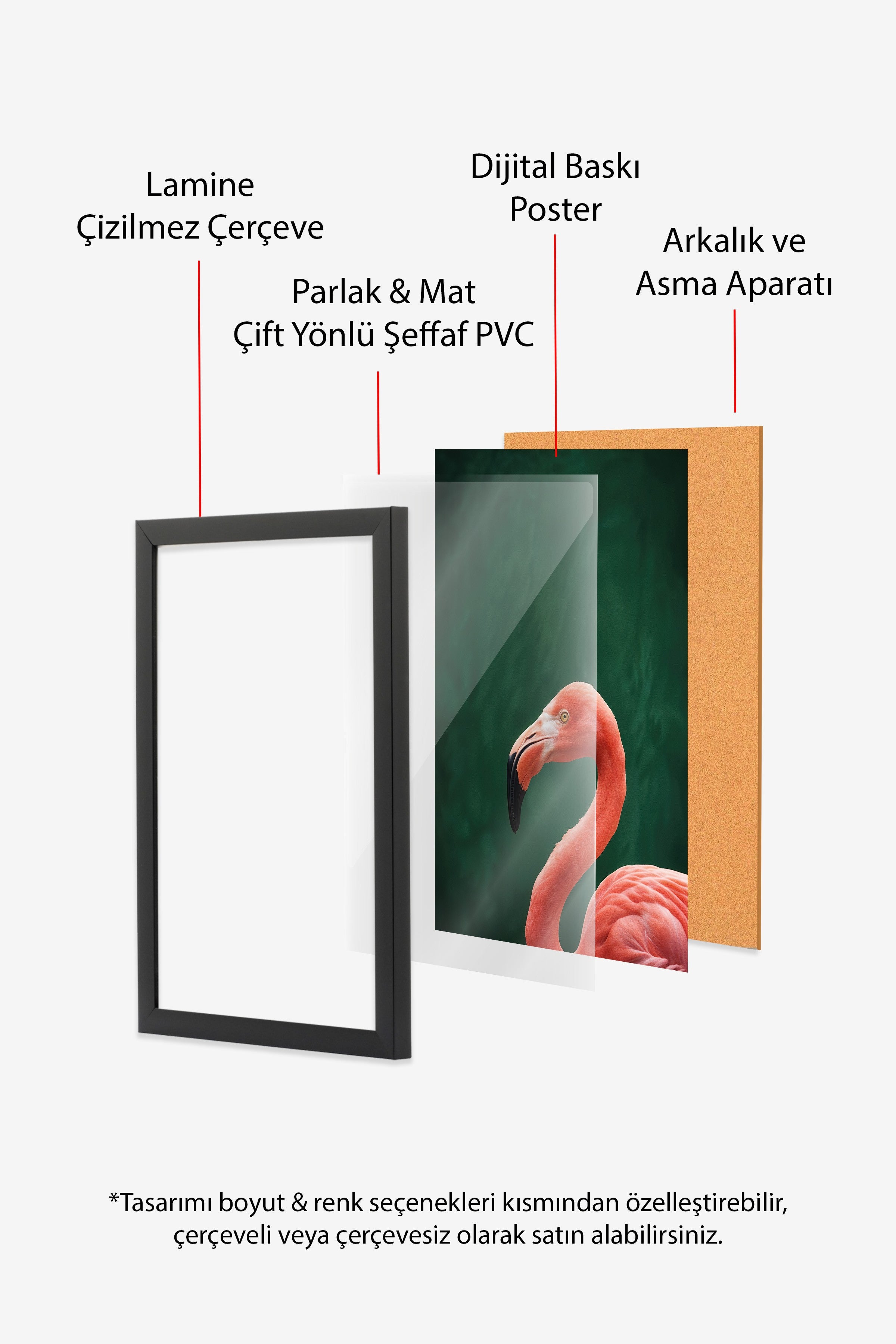 Duvar Tablosu, Siyah Çerçeveli Tablo ve Poster, Ritüel Serisi, Kuş Tablo, NO:115198