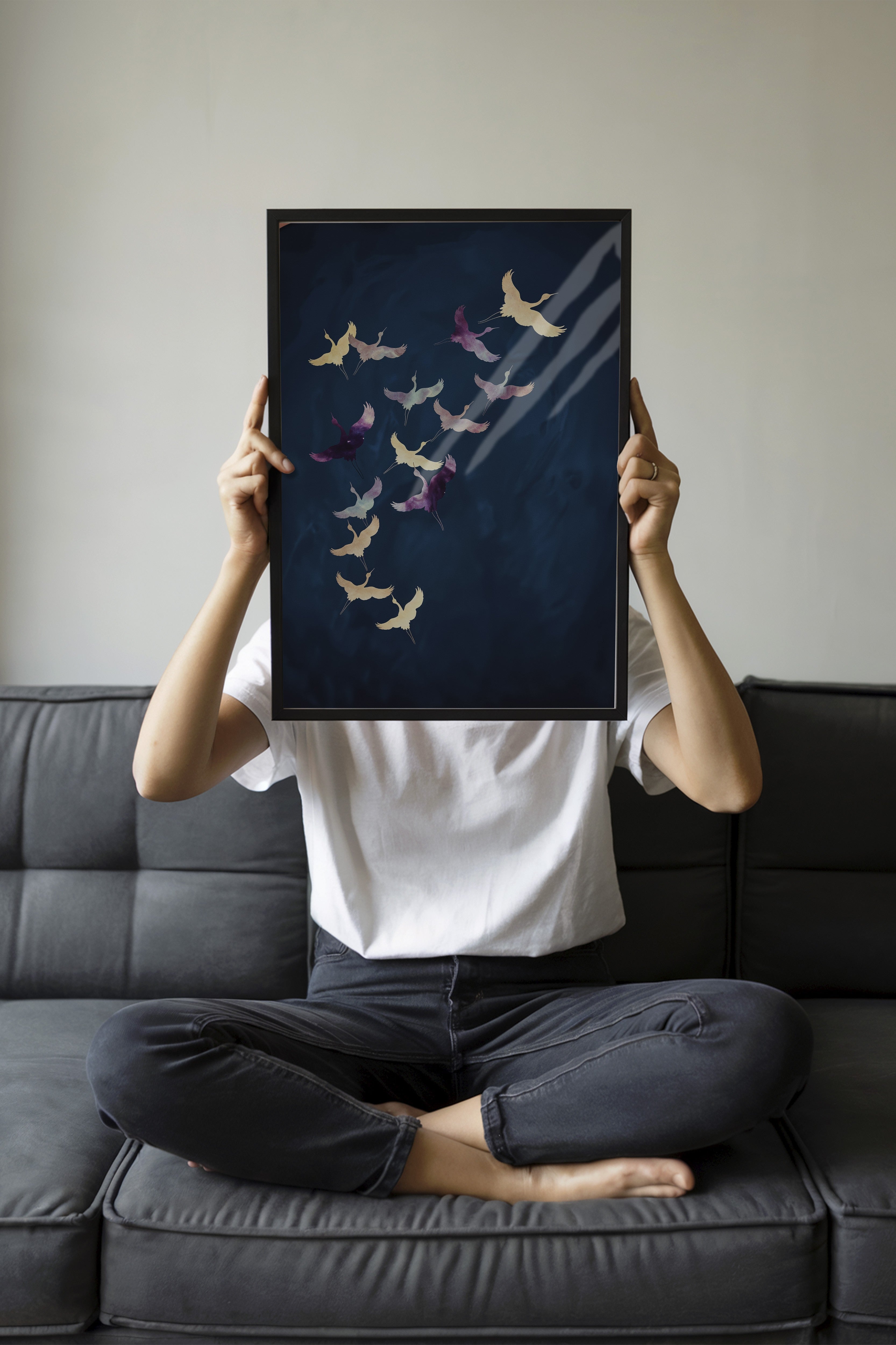 Duvar Tablosu, Siyah Çerçeveli Tablo ve Poster, Ritüel Serisi, Kuş Tablo, NO:115200