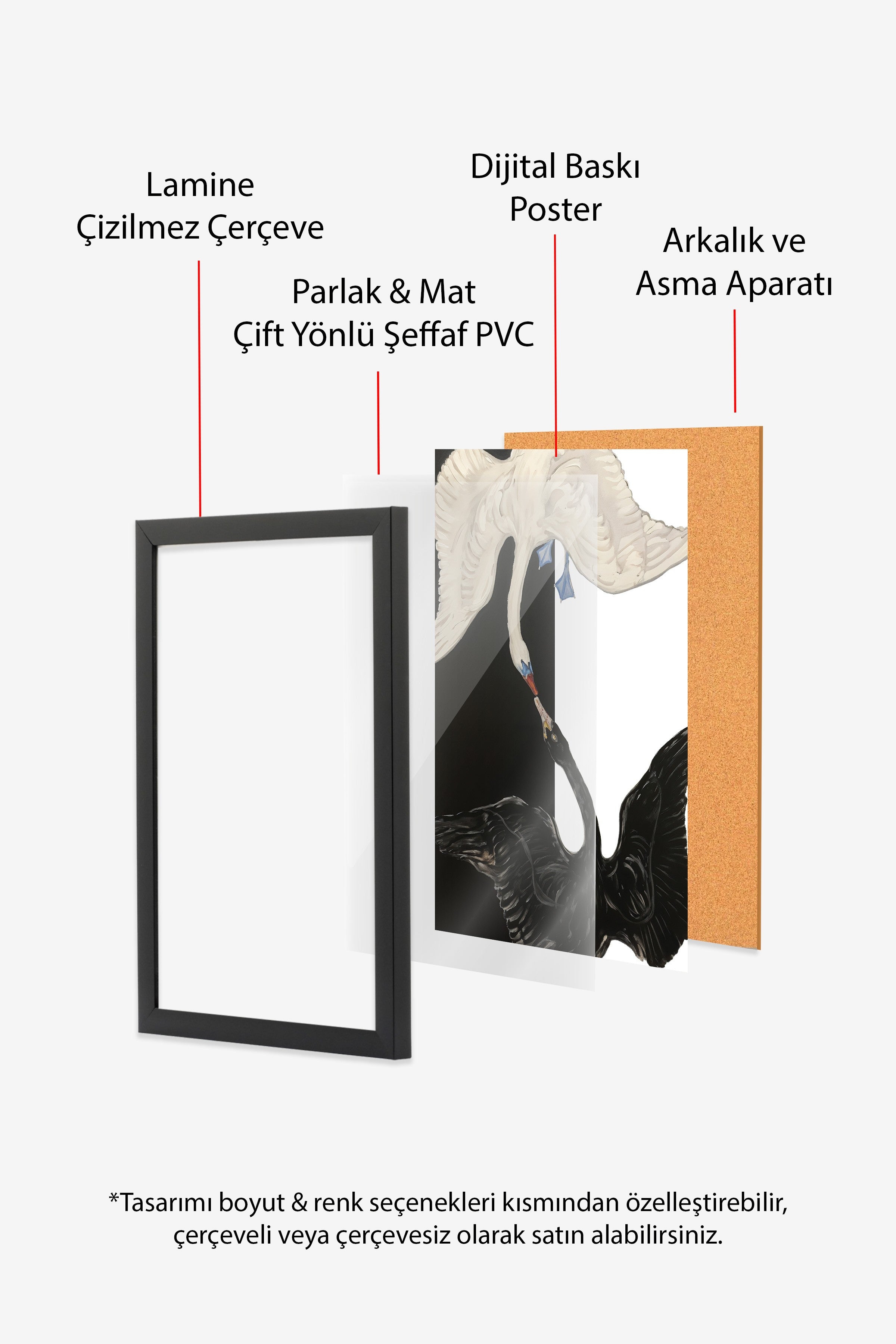 Duvar Tablosu, Siyah Çerçeveli Tablo ve Poster, Ritüel Serisi, Kuş Tablo, NO:115202