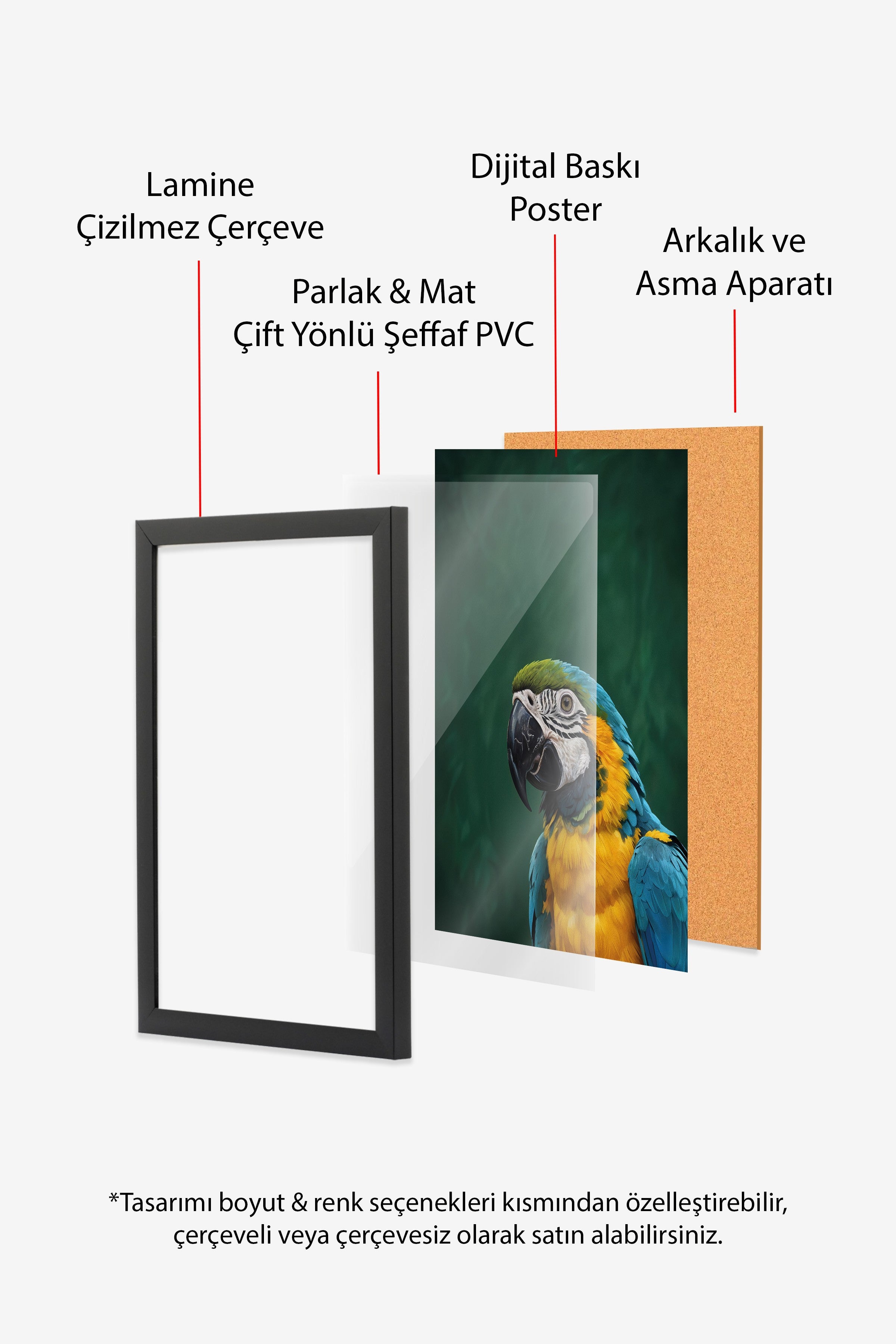 Duvar Tablosu, Siyah Çerçeveli Tablo ve Poster, Ritüel Serisi, Kuş Tablo, NO:115207