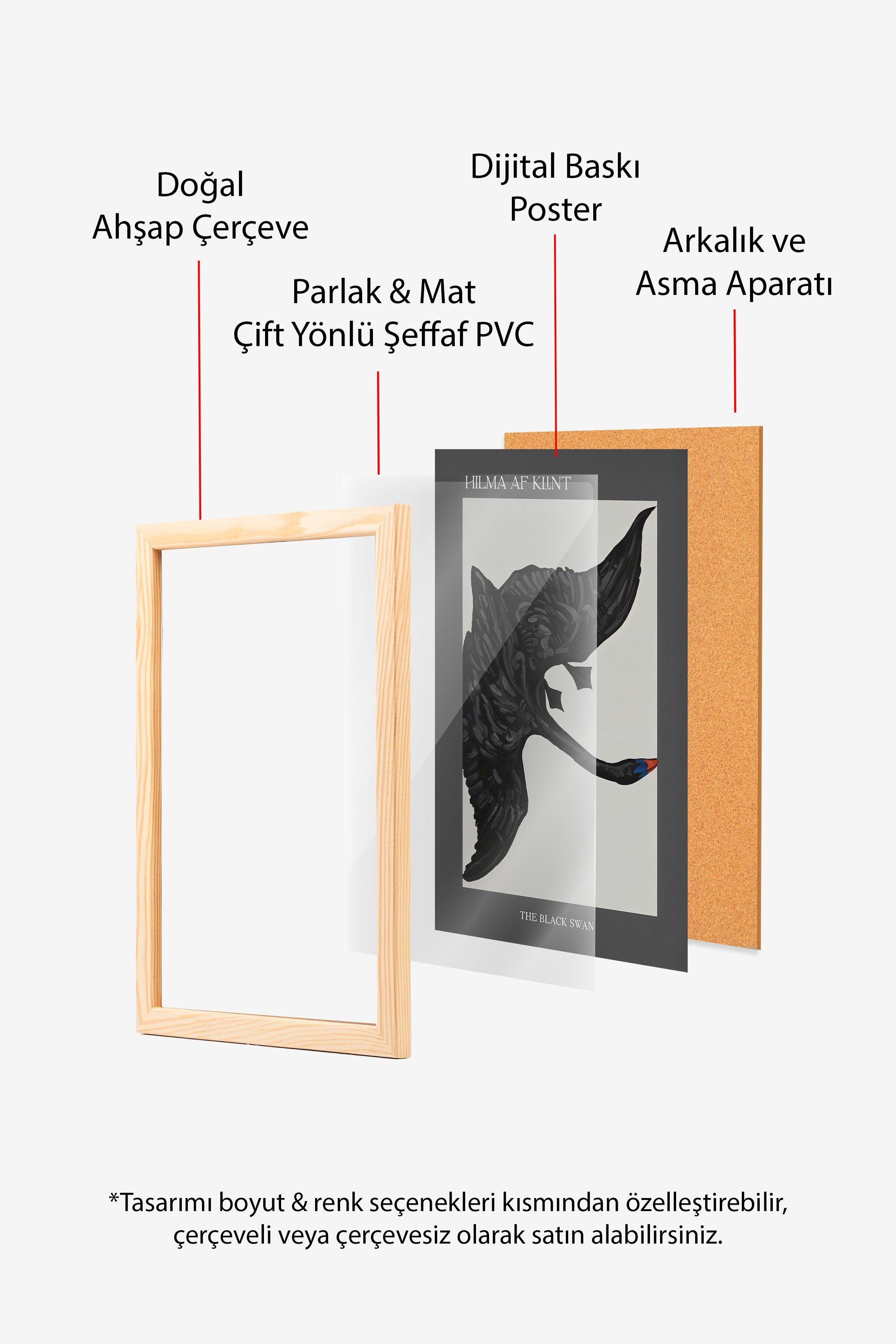 Duvar Tablosu, Ahşap Çerçeveli Tablo ve Poster, Ritüel Serisi, Kuş Tablo, NO:115208