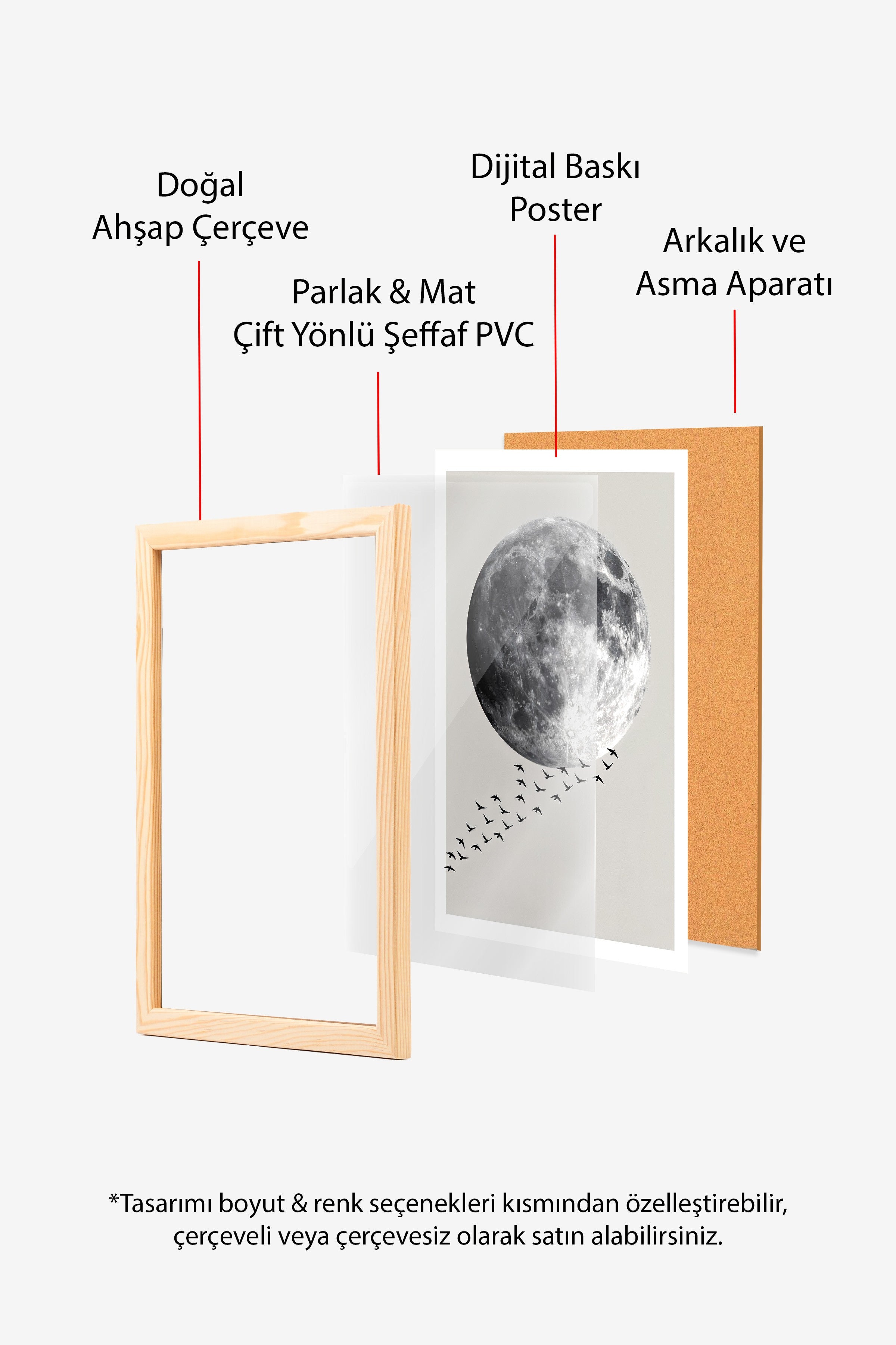 Duvar Tablosu, Ahşap Çerçeveli Tablo ve Poster, Ritüel Serisi, Kuş Tablo, NO:115210