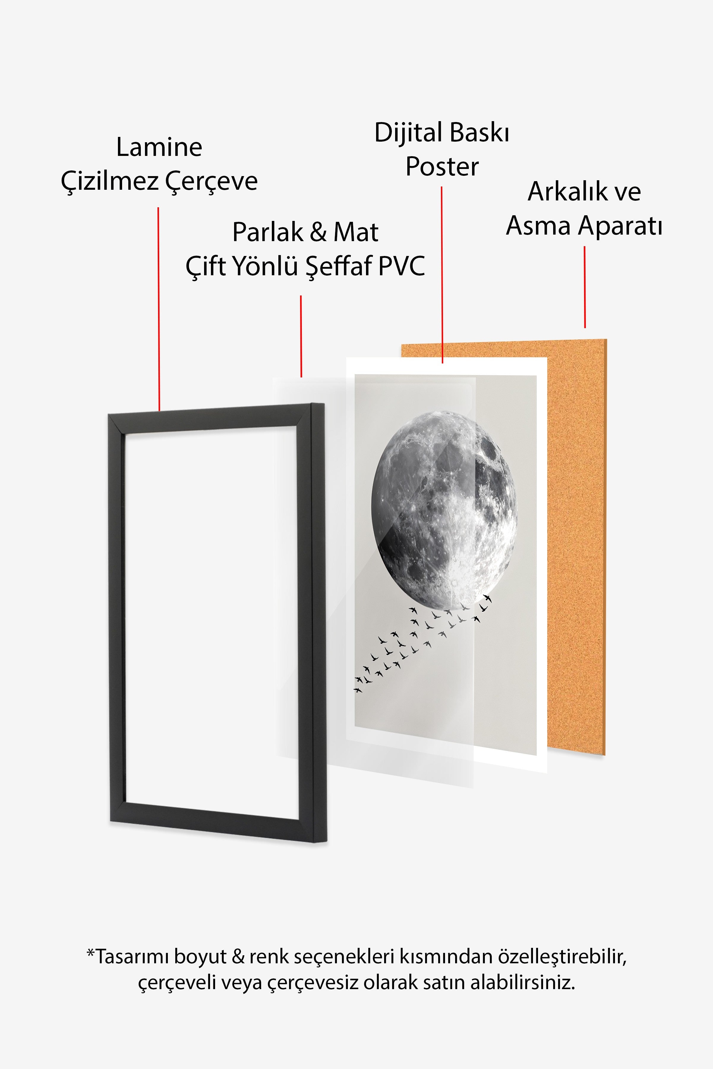 Duvar Tablosu, Siyah Çerçeveli Tablo ve Poster, Ritüel Serisi, Kuş Tablo, NO:115210