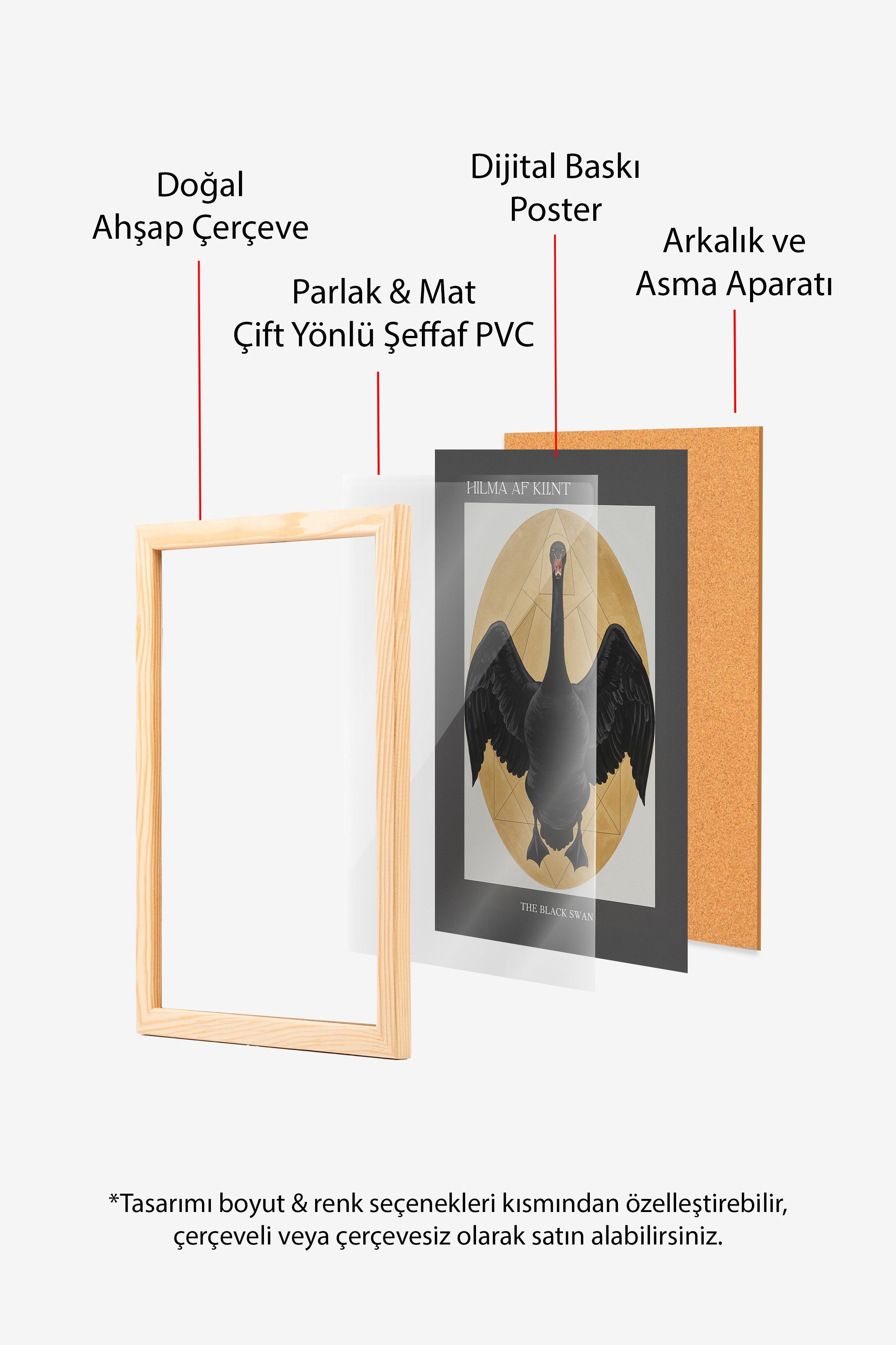 Duvar Tablosu, Ahşap Çerçeveli Tablo ve Poster, Ritüel Serisi, Kuş Tablo, NO:115216